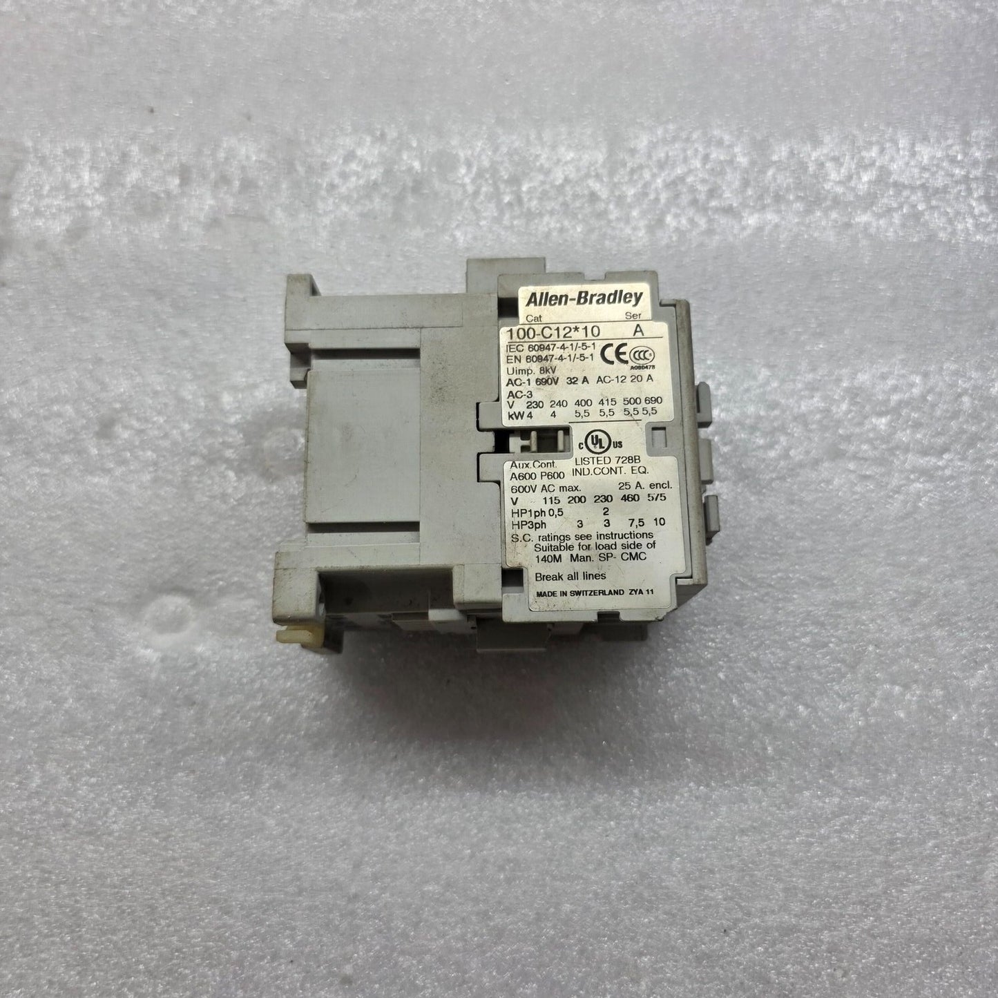ALLEN BRADLEY CAT 100-C12-10 SER A CONTACTOR COIL VOLTAGE 48V