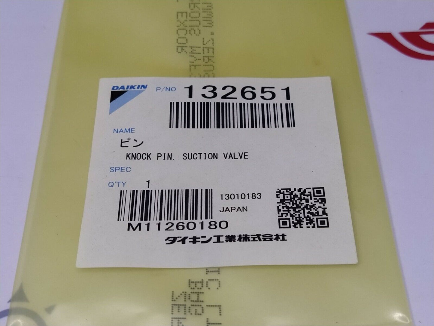 Daikin 132651 Knock Pin Suction Valve