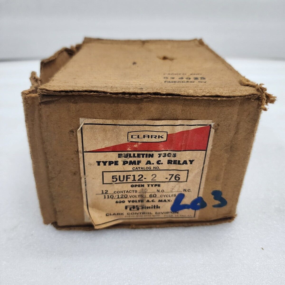 CLARK CONTROL DIVISION 5UF12-2-76 PMF A.C. RELAY BULLETIN 7305 10A 600VAC 5UF12-