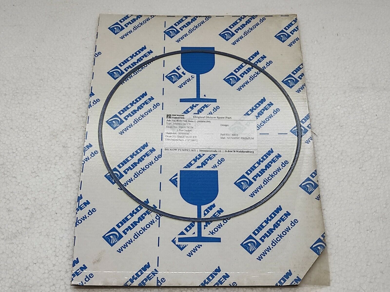 Dickow Pumpen NMBHU 26/170 Gasket 00599256 400.5