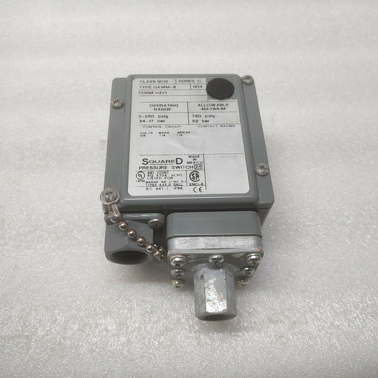SQUARE-D 9012 GAWM-6 H3Y1 PRESSURE SWITCH 9012GAWM6H3Y1