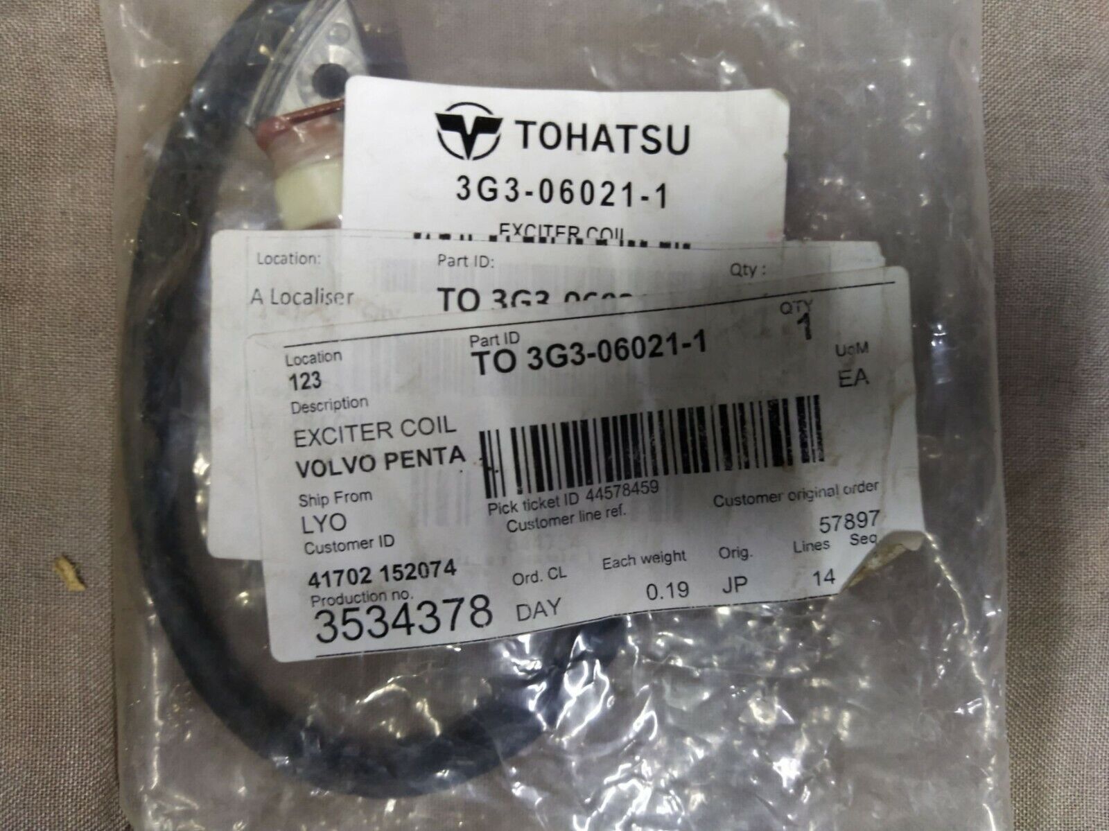 Tohatsu 363-06021-1 Exciter Coil Volvo Penta 363060211