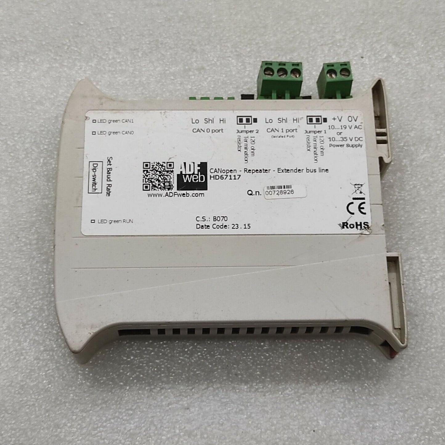 ADF WEB HD67117 CANOPEN REPEATER EXTENDER BUS LINE 10-35VDC