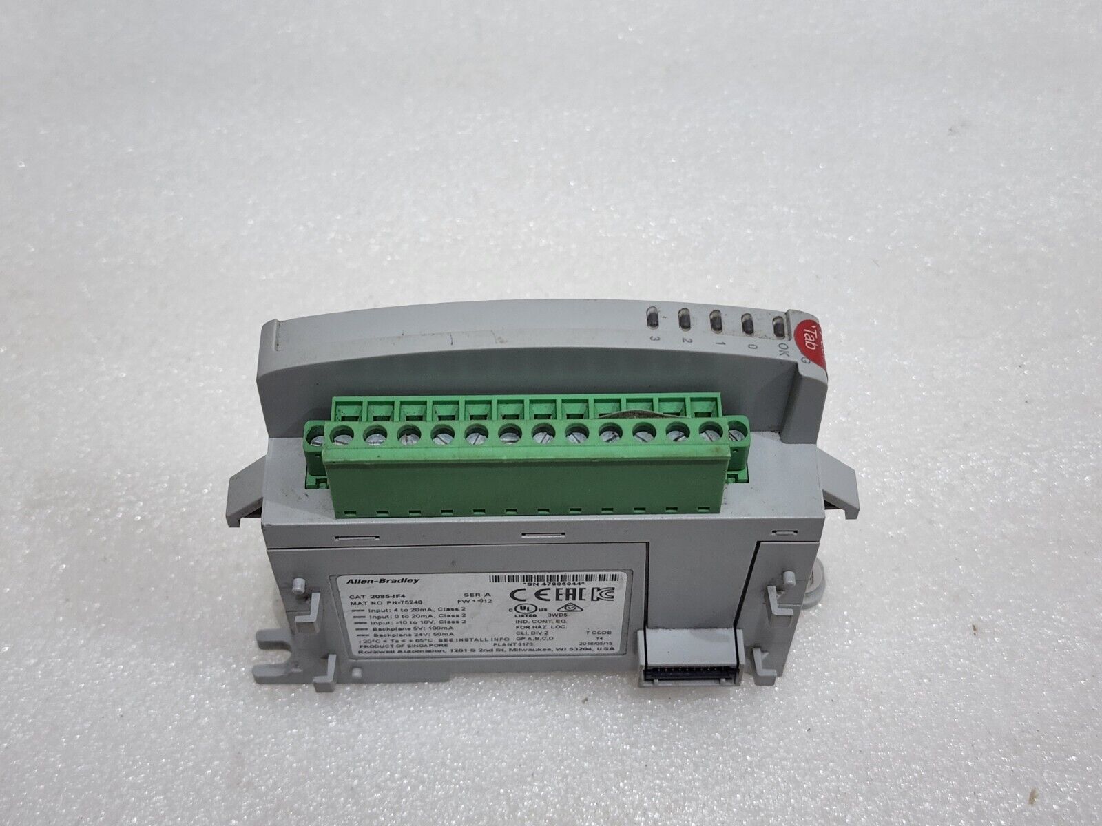 ALLEN BRADLEY CAT 2085-IF4 MICRO 800 ANALOG INPUT MODULE 