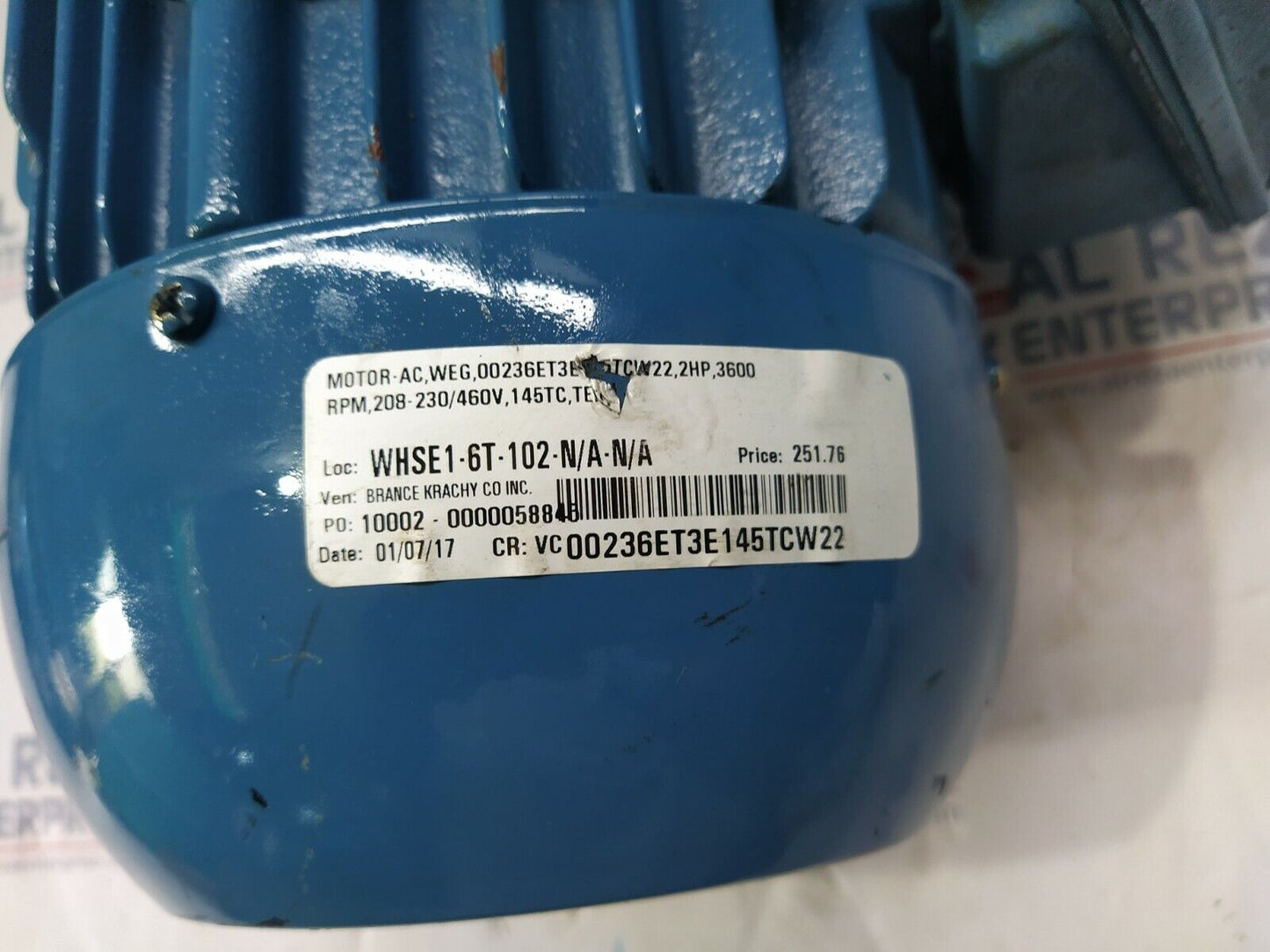 WEG 00236ET3E145TC-W22 INVERTER DUTY MOTOR 3-HP 3475-RPM 208-230/460V