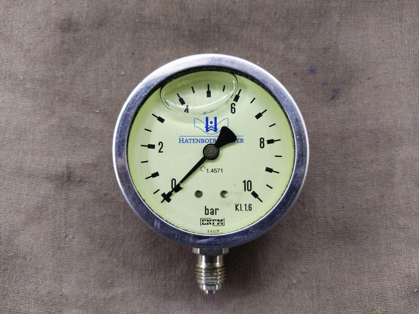 Hatenboer Water ENFM  C 1.4571 Pressure Gauge 10 BAR KI. 1.6