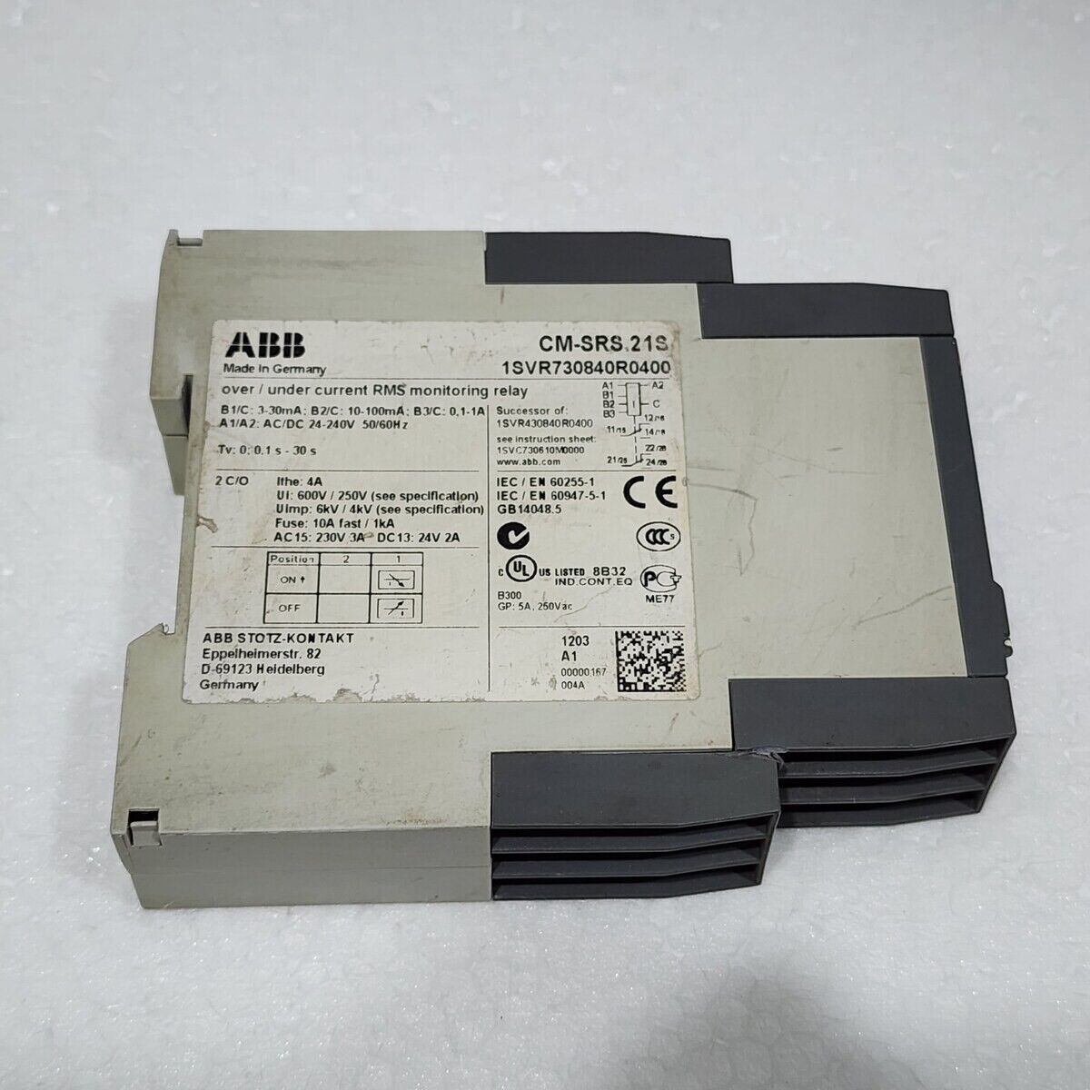 ABB CM-SRS.21S CURRENT MONITORING RELAY 1SVR730840R0400 24-240VAC/DC