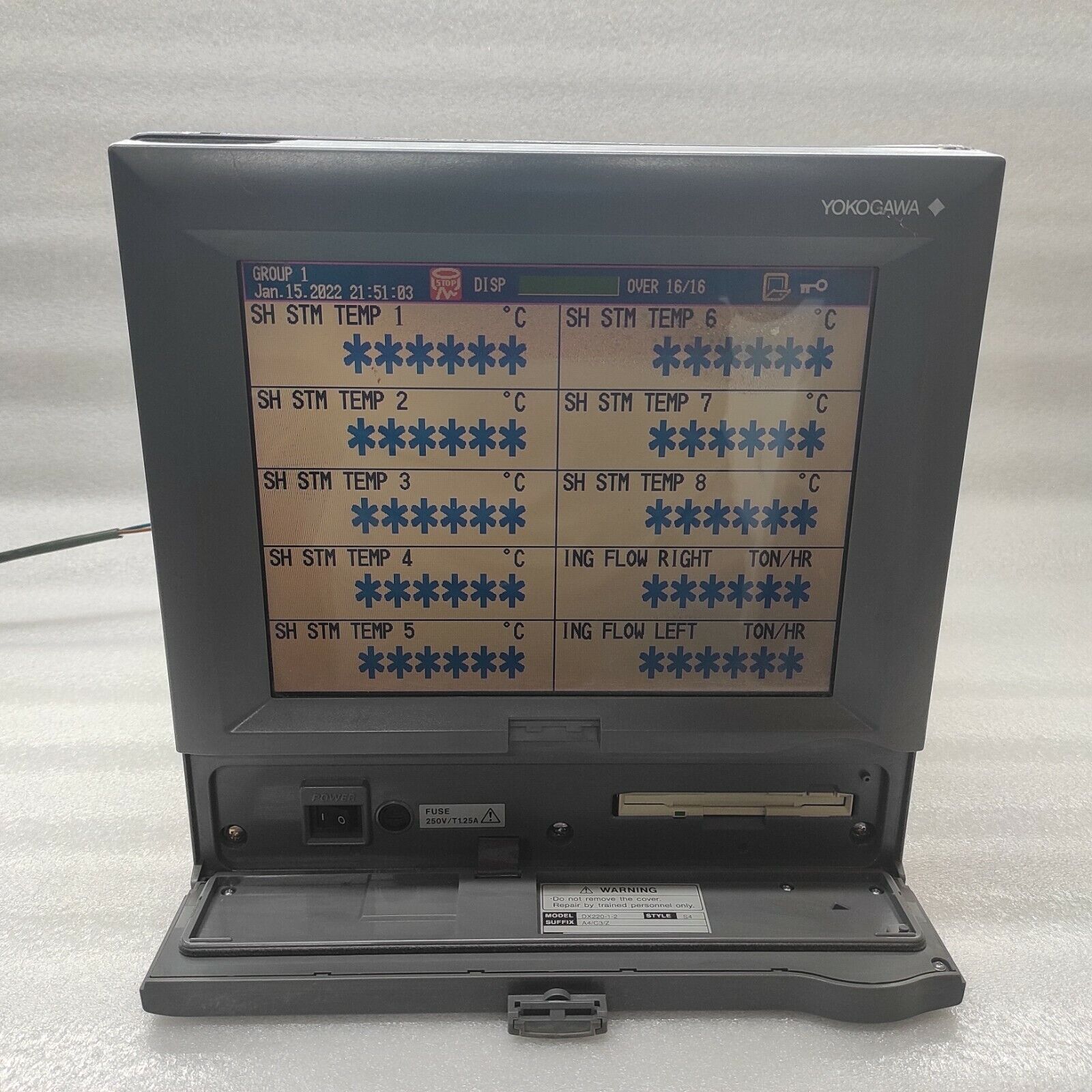 YOKOGAWA DX220-1-2 DAQ STATION DX200-S60 DIGITAL CHART RECORDER 100-240VAC