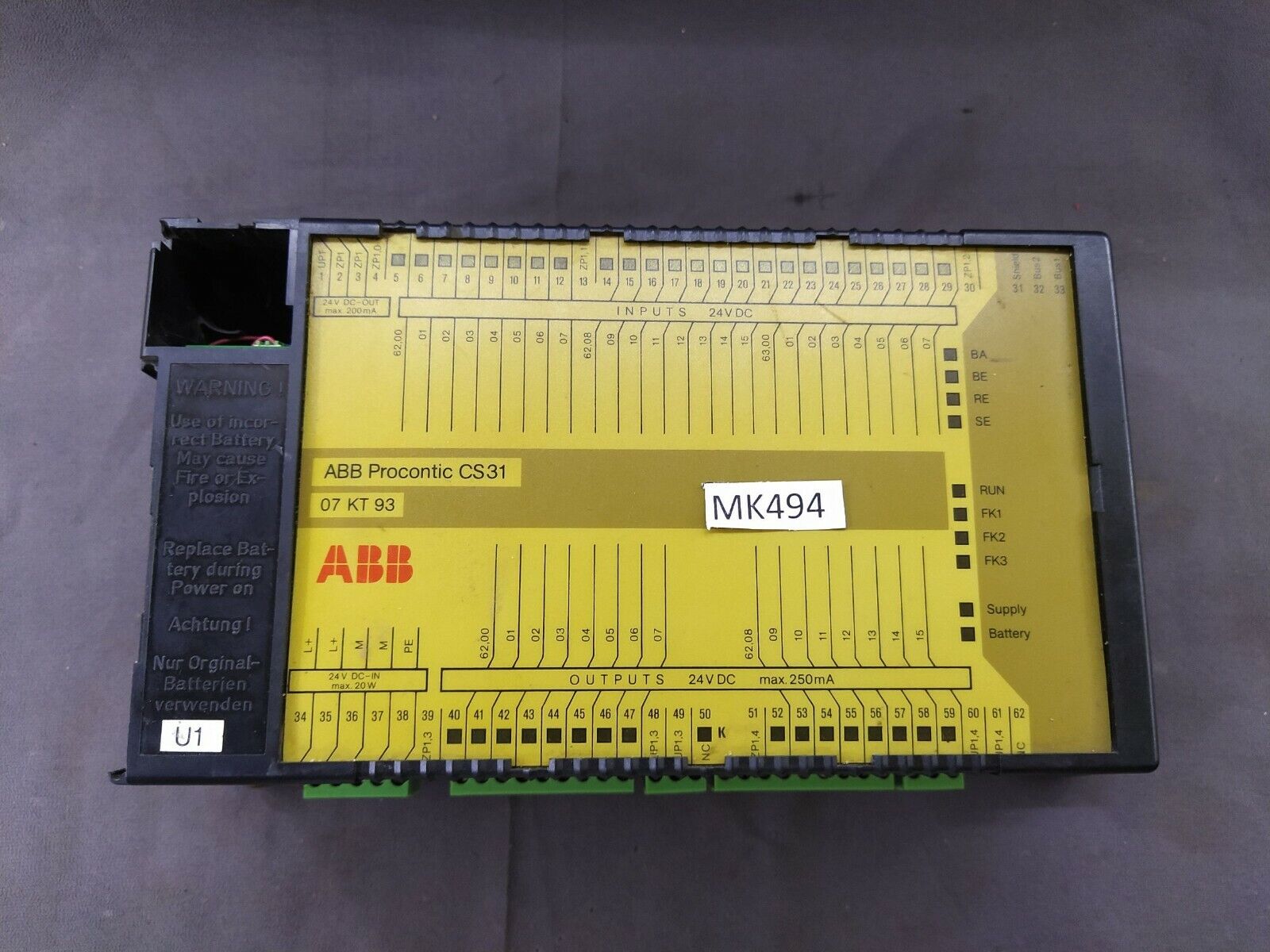 Abb Procontic CS 31 07KT93B Central Processing Unit GJR5251300R0101 07 KT 93