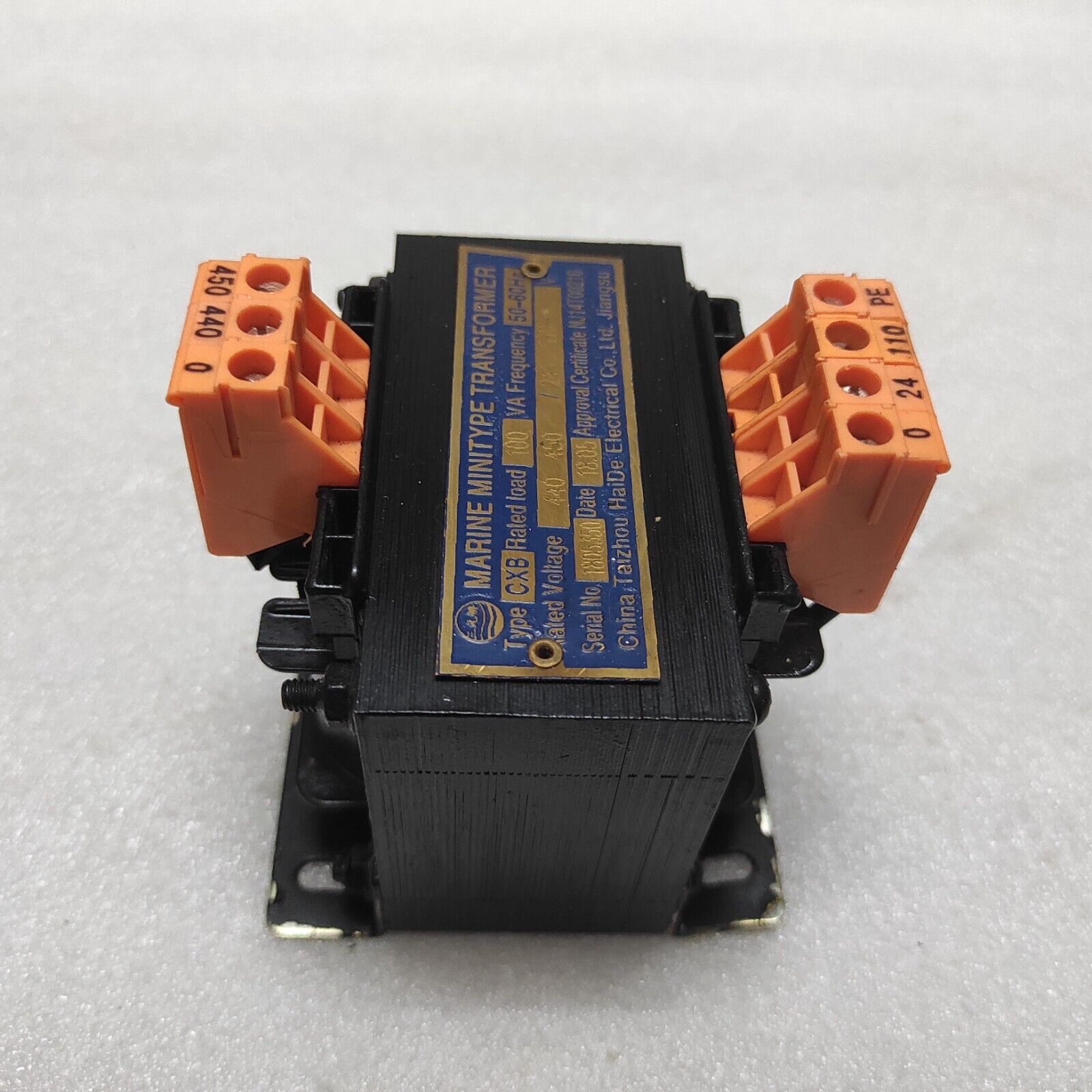 CHINA TAIZHOU HAIDE CXB MARINE MINITYPE TRANSFORMER PRI 440-450V SEC 24-110V