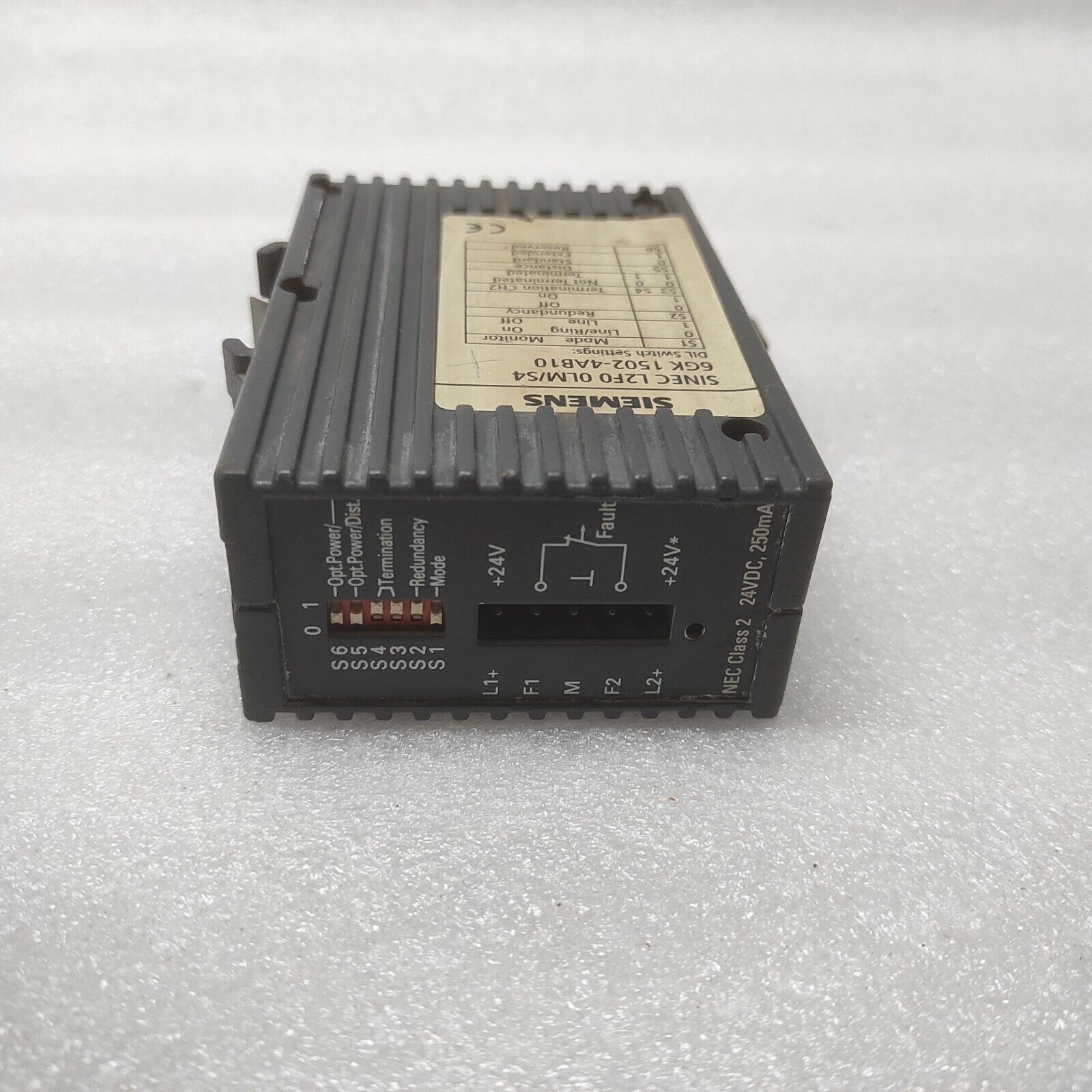 SIEMENS SINEC L2F0 0LM/S4 OPTICAL LINK MODULE 6GK1502-4AB10