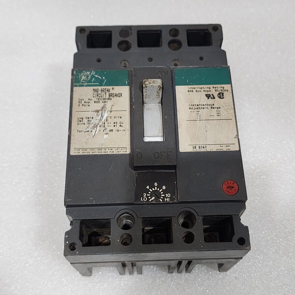 GE TEC36050 3-POLE CIRCUIT BREAKER 50A GENERAL ELECTRIC