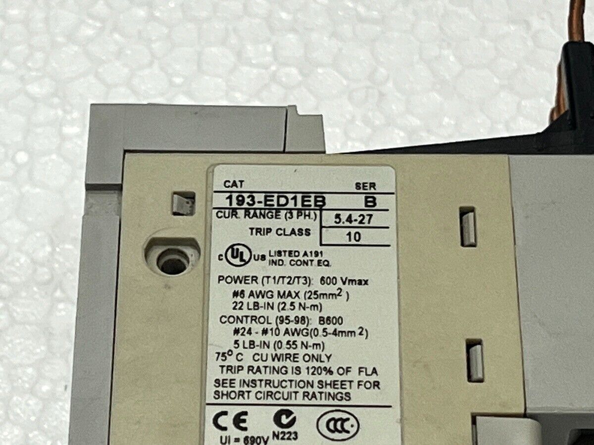 ALLEN BRADLEY CAT 193-ED1EB SER B OVERLOAD RELAY  5.4-27A