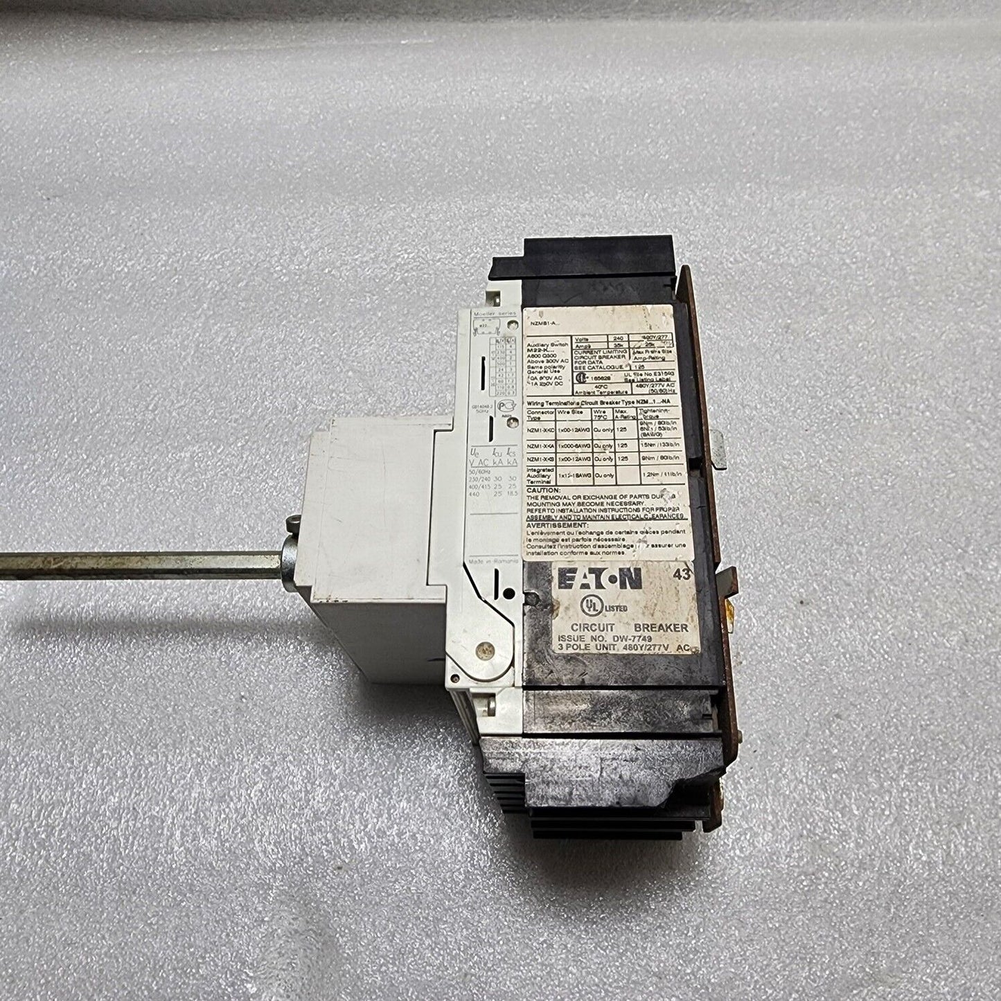 EATON NZM 1 CIRCUIT BREAKER RELAY NZM B1-AF100-NA 100A