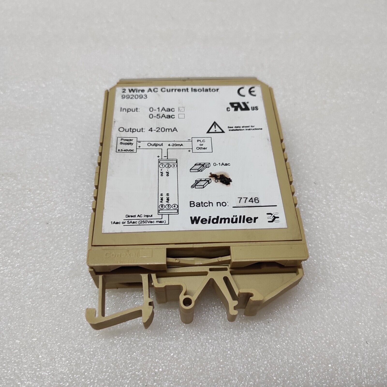 WEIDMULLER 992093 2-WIRE AC CURRENT ISOLATOR 
