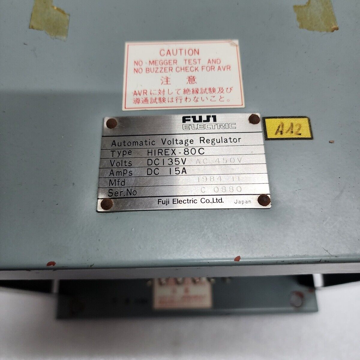 FUJI ELECTRIC HIREX 80C AUTOMATIC VOLTAGE REGULATOR 135VDC/450VAC