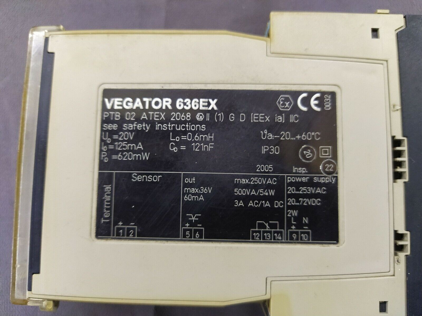 Vegator 636EX Signal Conditioning Instrument 636-EX 20-253 VAC, 20-72 VDC