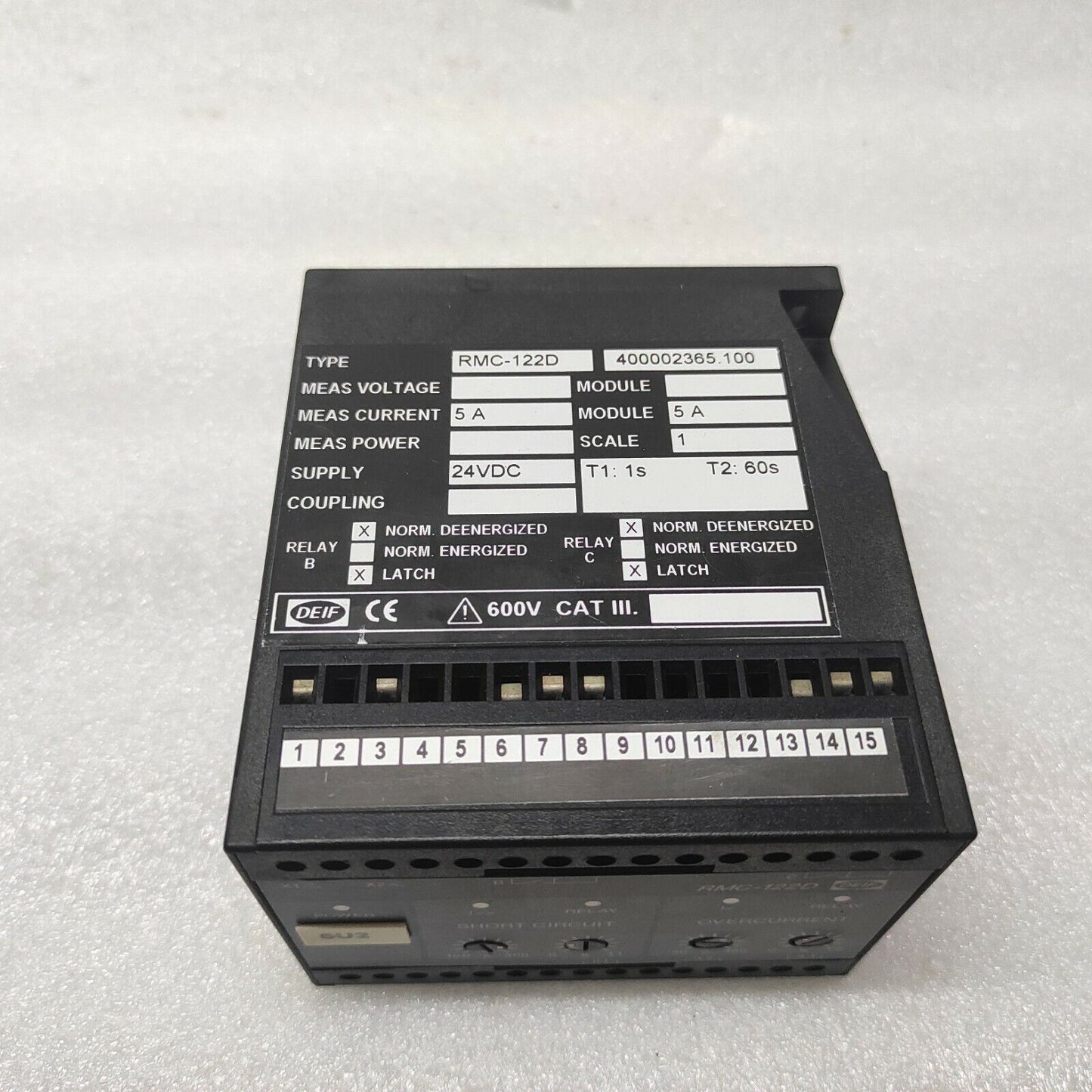 DEIF RMC-122D SHORT CIRCUIT AND OVERCURRENT RELAY 400002365.100 24VDC