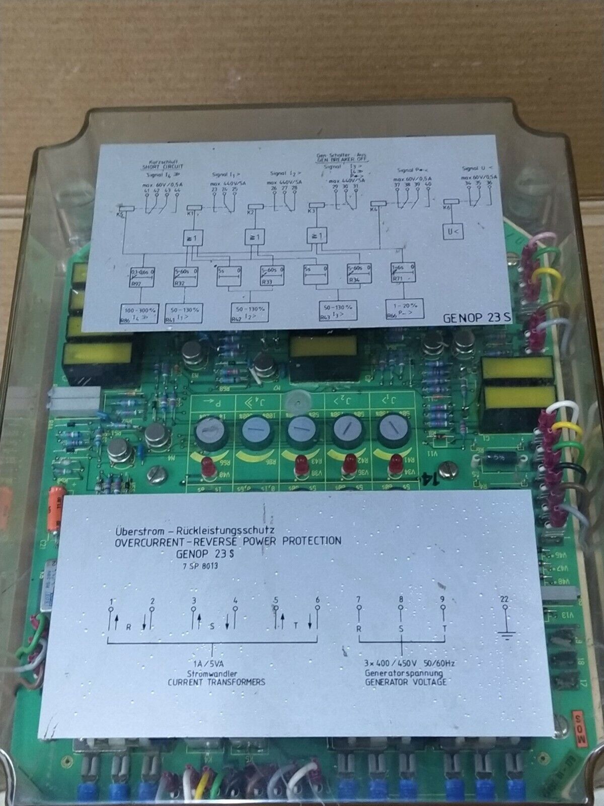 Siemens 7SP 8013 23S/1A 676140 400/450V GENOP 23 S Overcurrent Reverse Power Pro