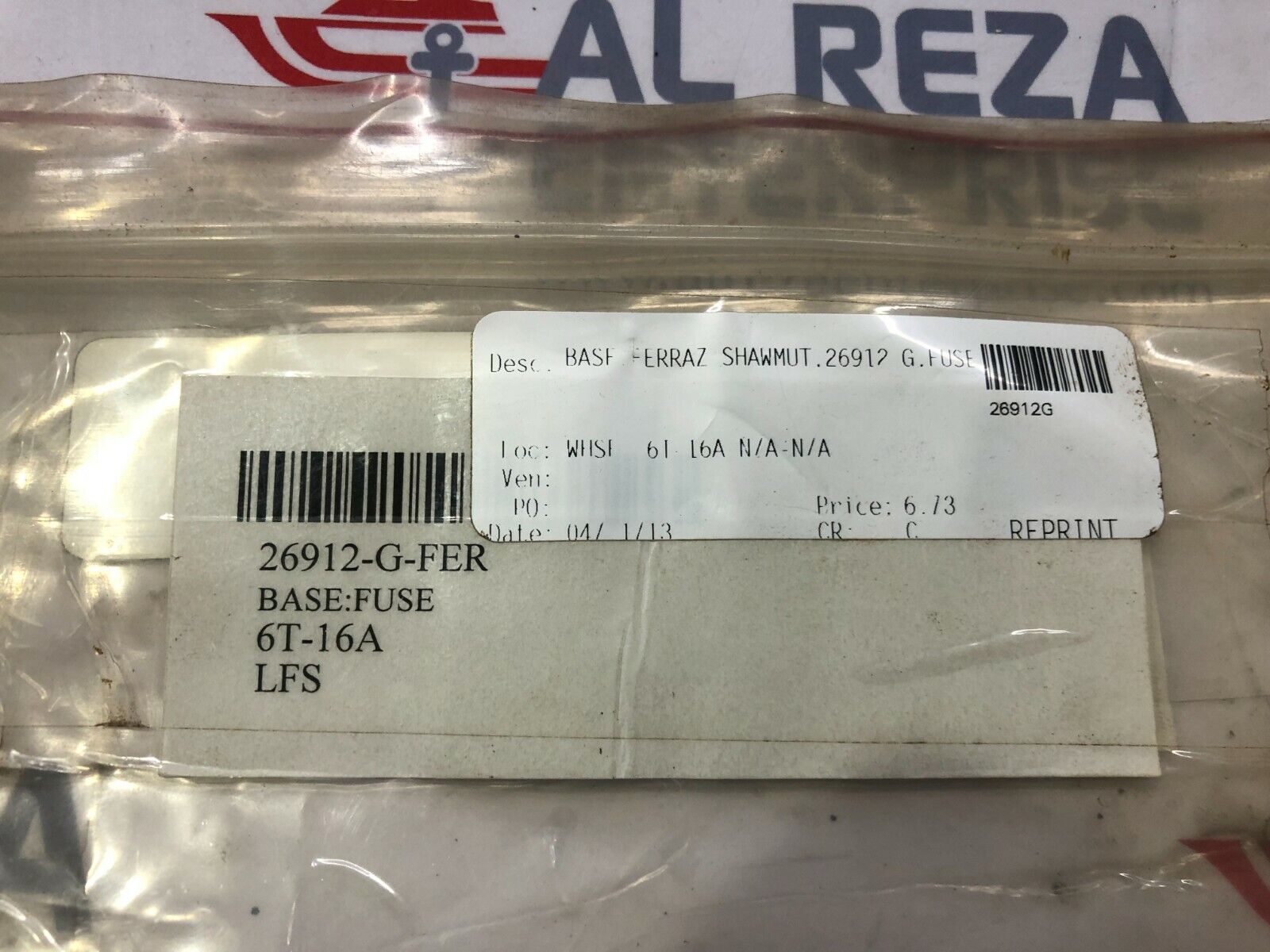 FERRAZ SHAWMUT 26912G FUSE BASE 16AMP LOT OF 6 UNIT