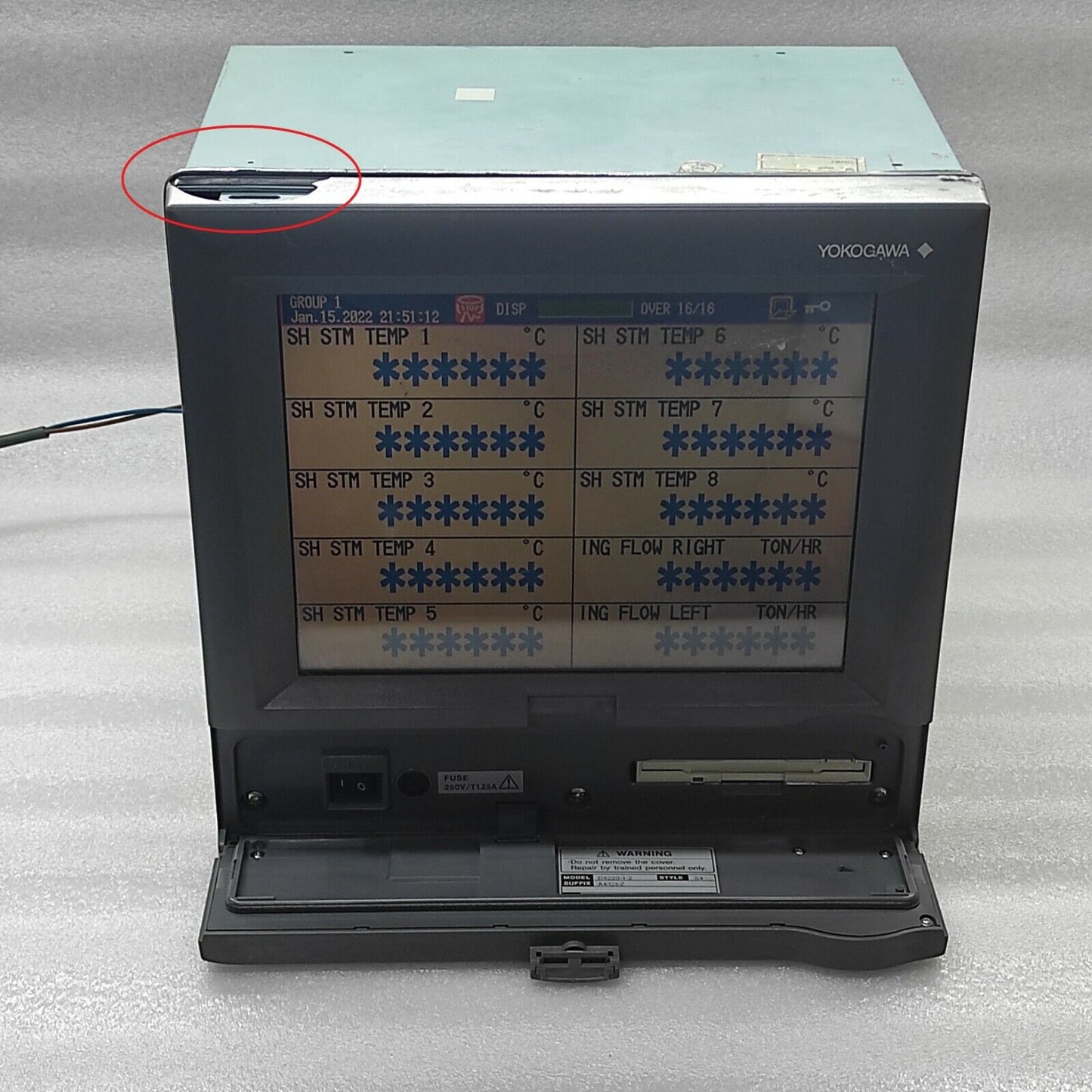 YOKOGAWA DX220-1-2 DAQ STATION DX200-S60 DIGITAL CHART RECORDER 100-240VAC