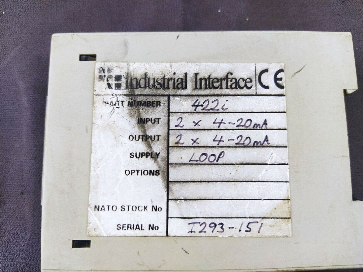 Industrial Interface IIR-421/422 Loop Powered Signal Isolator IIR-421-422