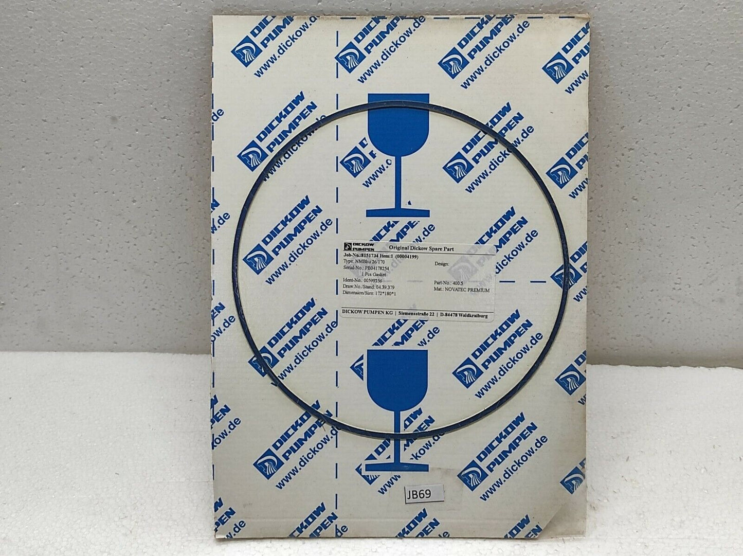 Dickow Pumpen NMBHU 26/170 Gasket 00599256 400.5