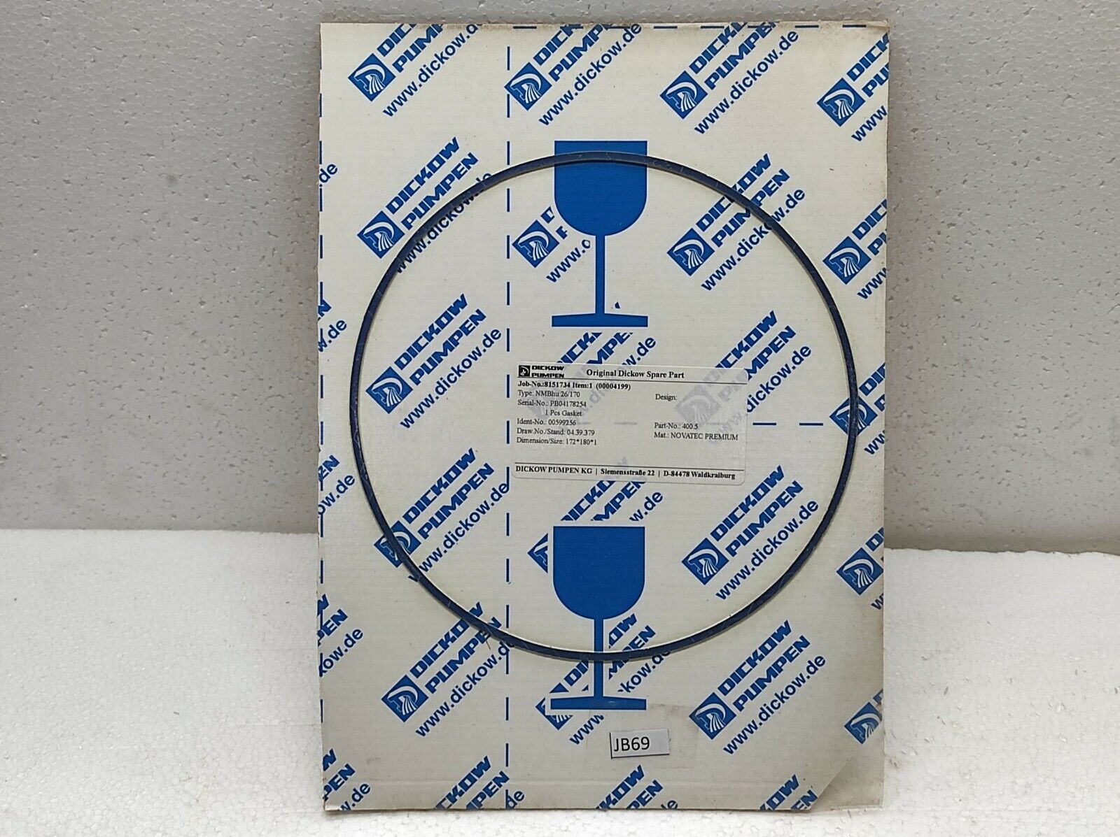 Dickow Pumpen NMBHU 26/170 Gasket 00599256 400.5