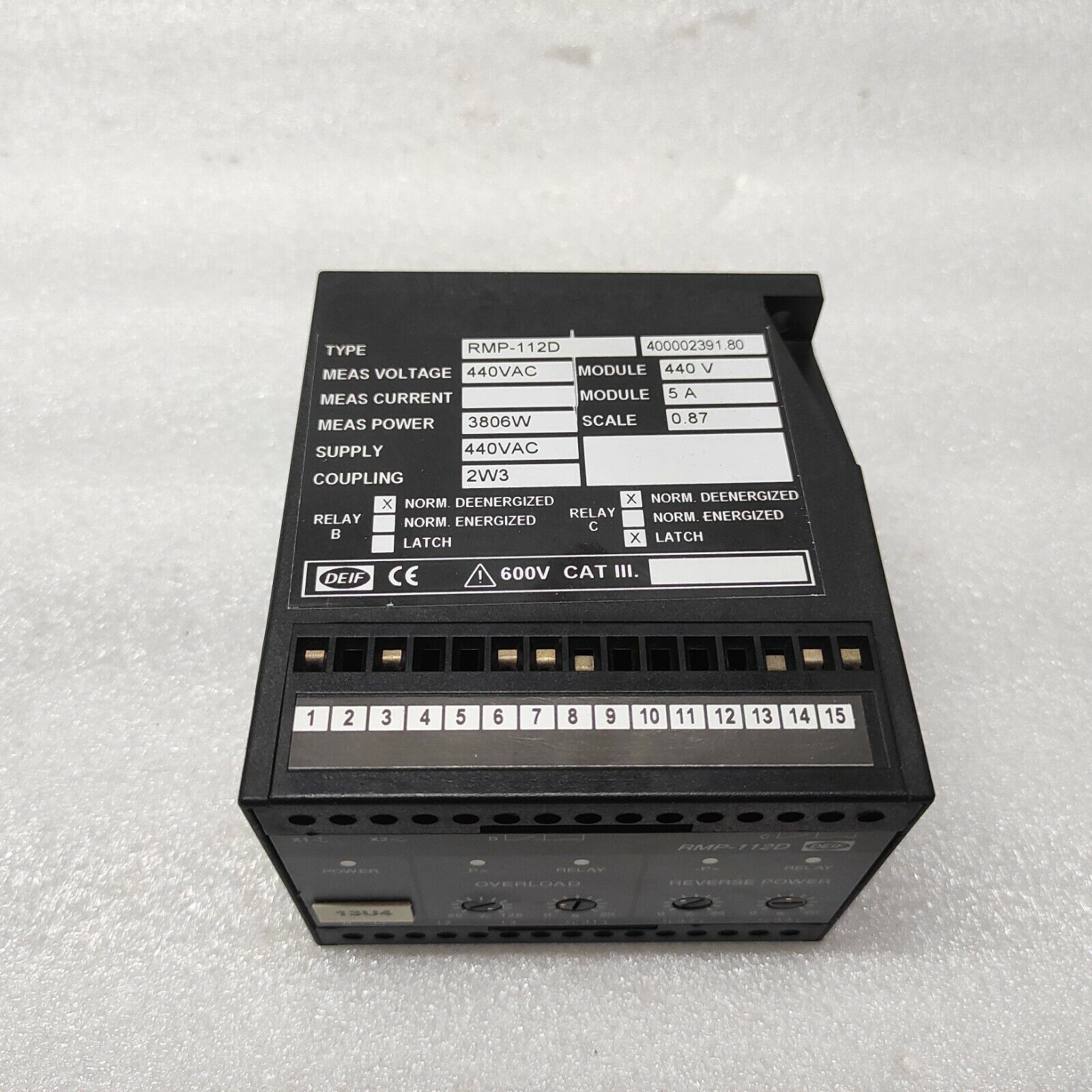 DEIF RMP-112D OVERLOAD POWER RELAY 400002391.80 440VAC