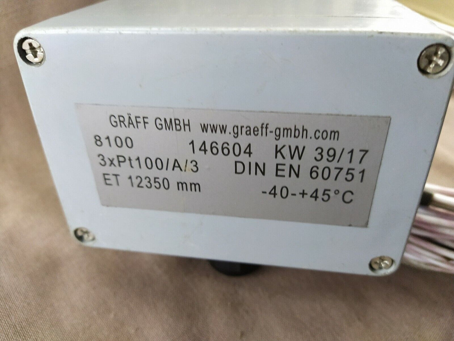 Graff 8100 PT100 Sensor 146604 ET 12350 mm 3XPT100/A/3 Graeff