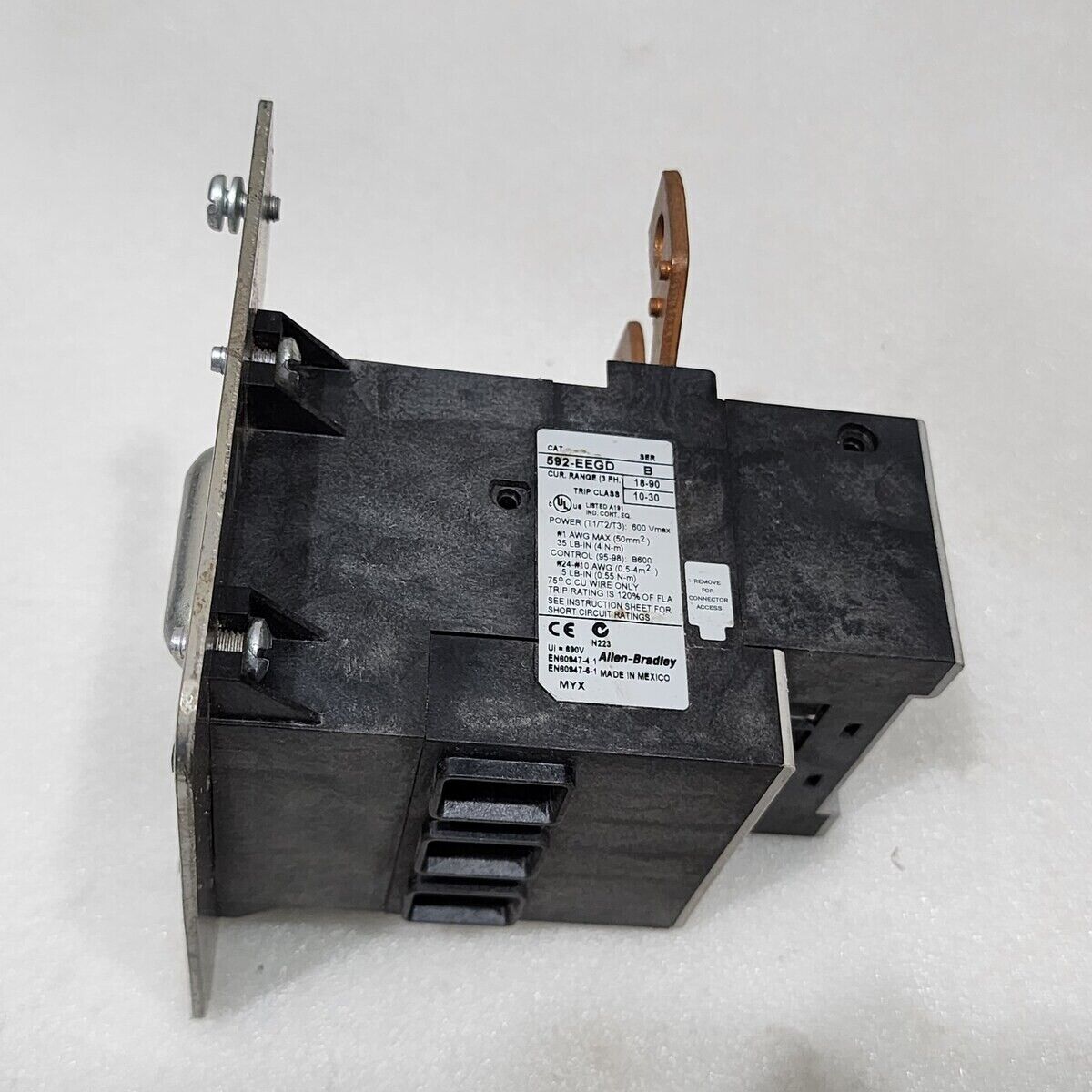 ALLEN BRADLEY E1 PLUS CAT 592-EEGD SER B THERMAL OVERLOAD RELAY 18-90A