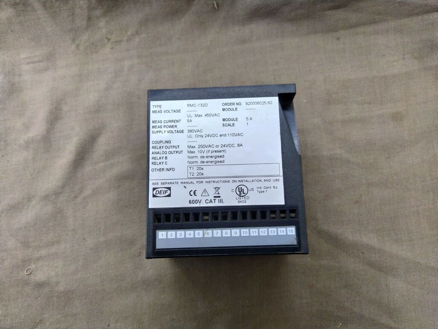 Deif RMC-132D Current and Short Circuit Relay 920006025.60 380 VAC