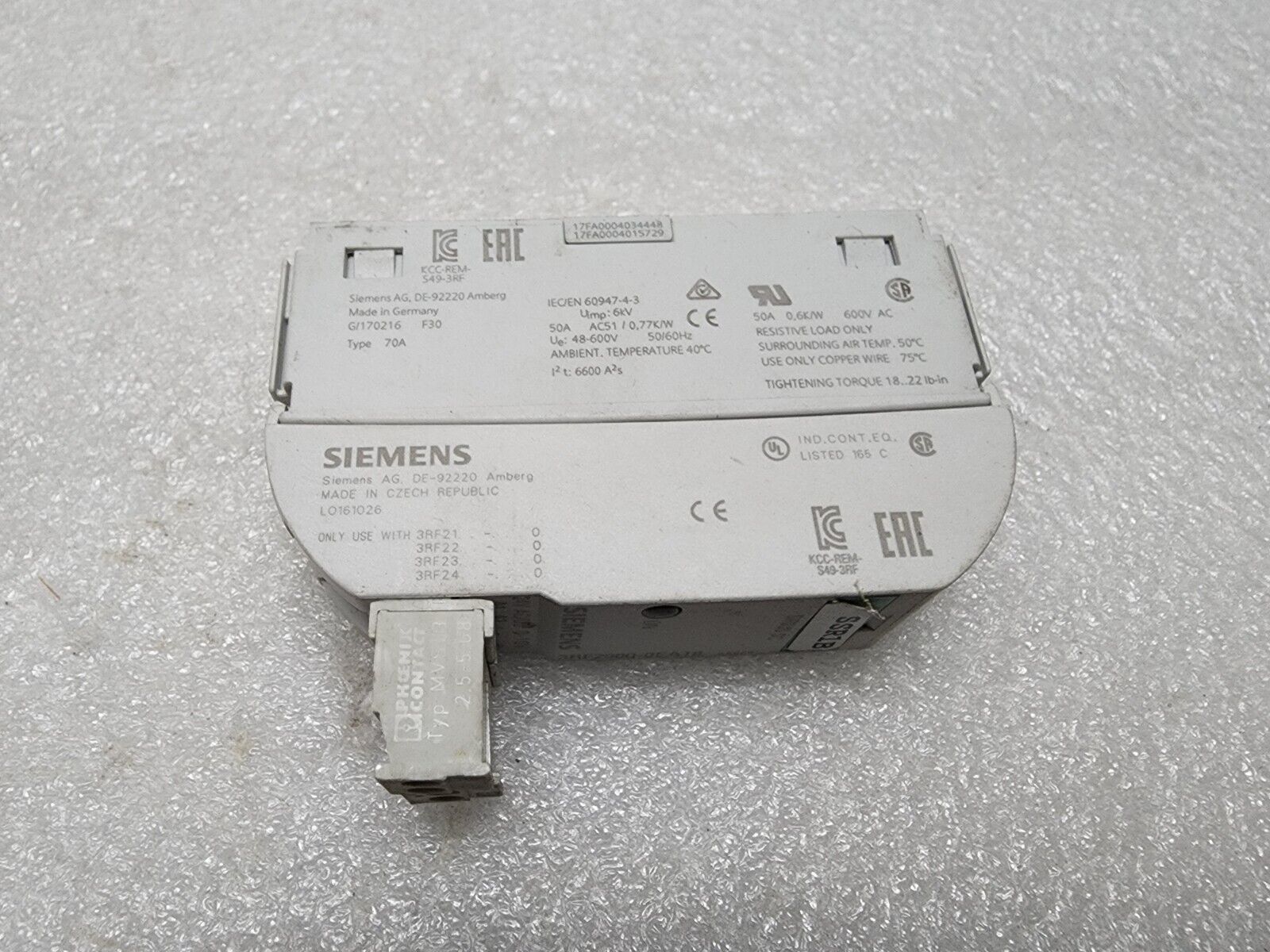 SIEMENS 3RF2170-1AA06 SIRIUS SC 3RF2900-0EA18 SOLID STATE RELAY