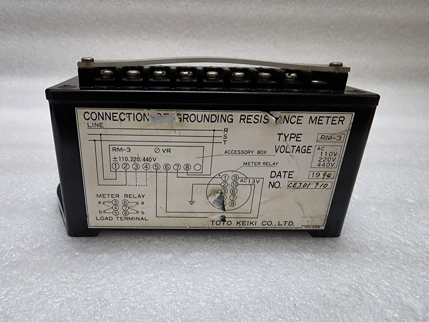 TOYO KEIKI RM-3 CONNECTION GROUNDING RESISTANCE MONITOR 110-220-440V