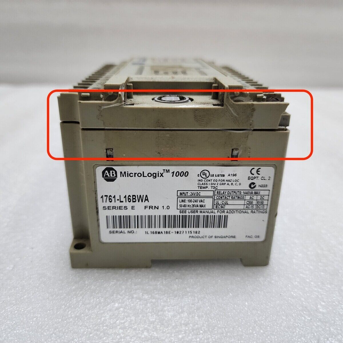 ALLEN BRADLEY CAT 1761-L16BWA SER E MICROLOGIX 1000 BODY DAMAGED