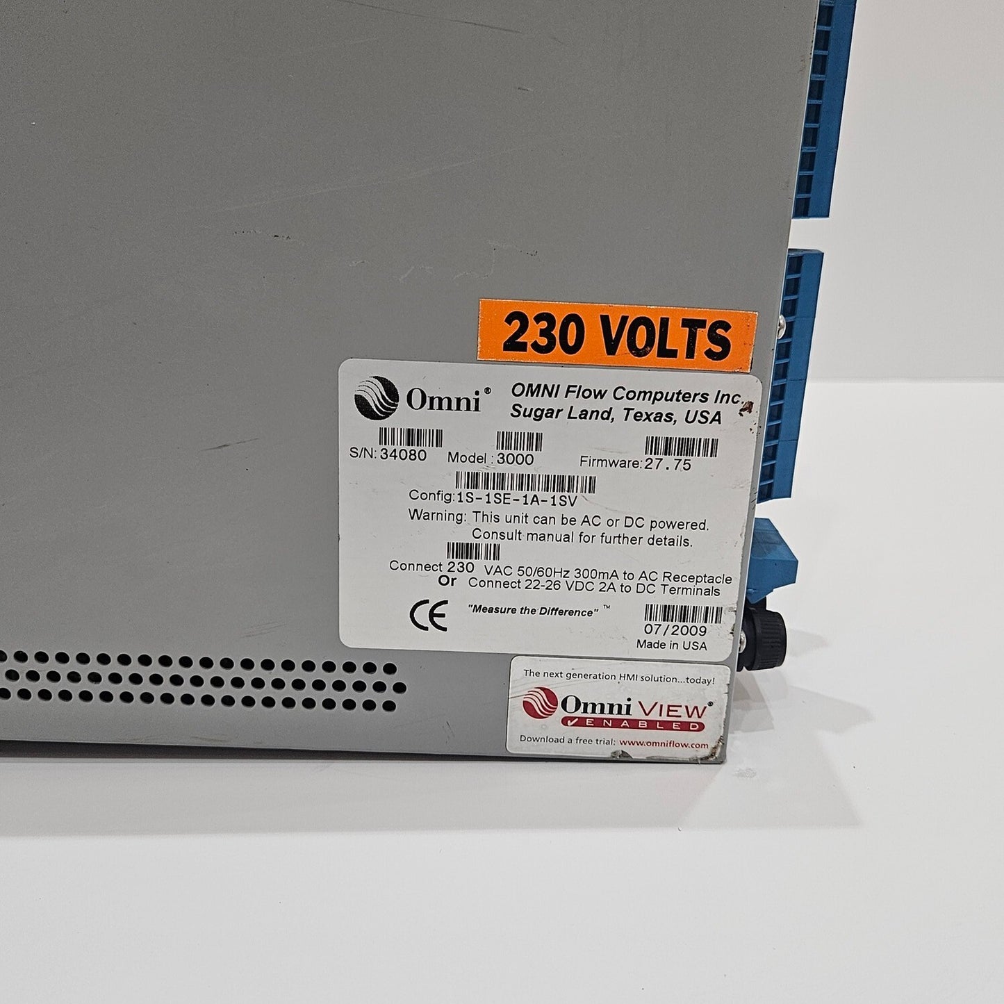 OMNI FLOW COMPUTERS 3000 FW 27.75 CONFIG 1S-1SE-1A-1SV