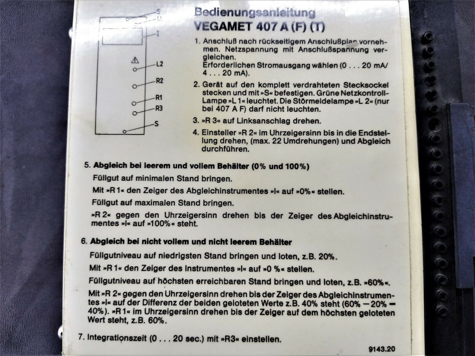 Vegamet 407 A F T Level Indicator 407 A (F) (T)