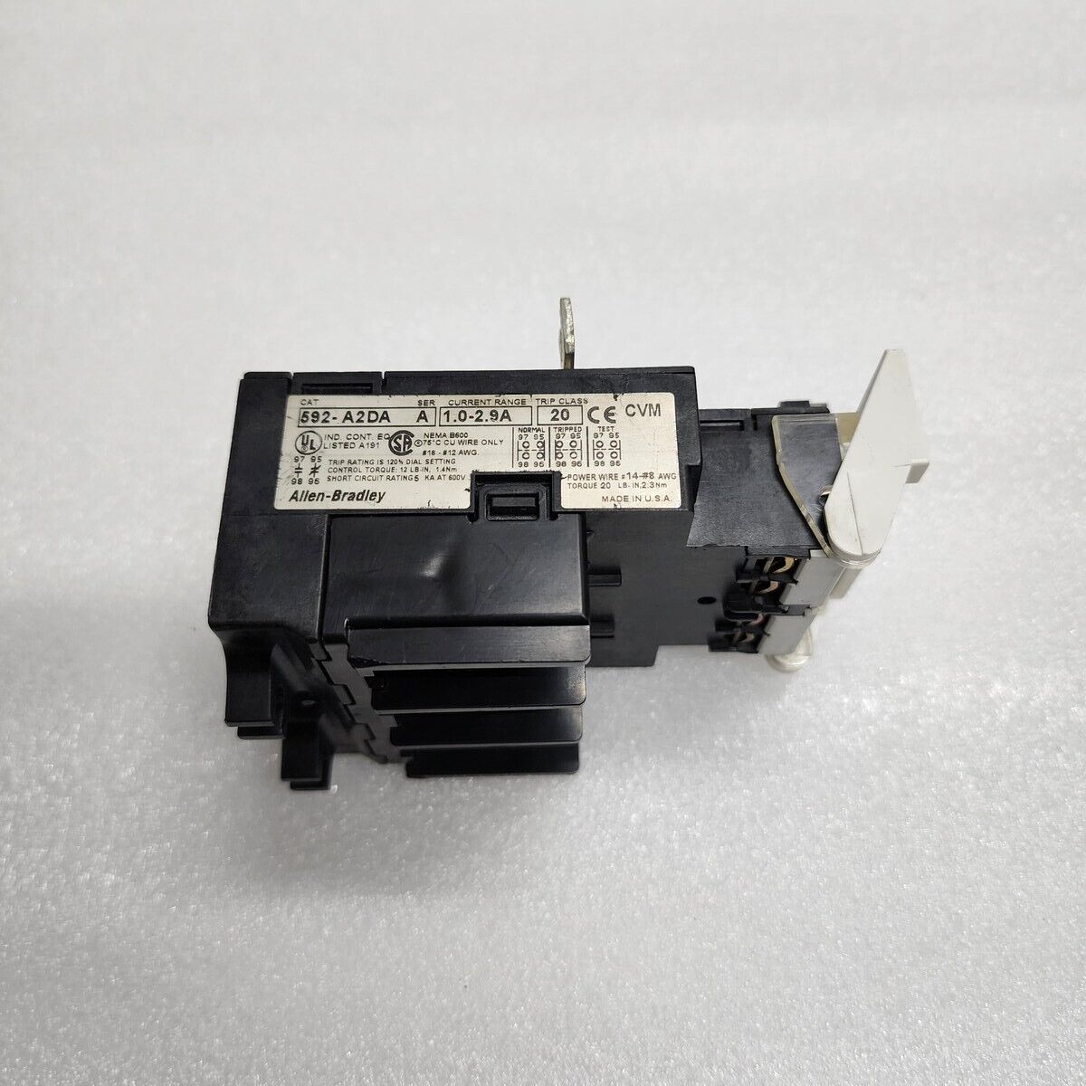 ALLEN BRADLEY CAT 592-A2DA SER A OVERLOAD RELAY 1.0-2.9A
