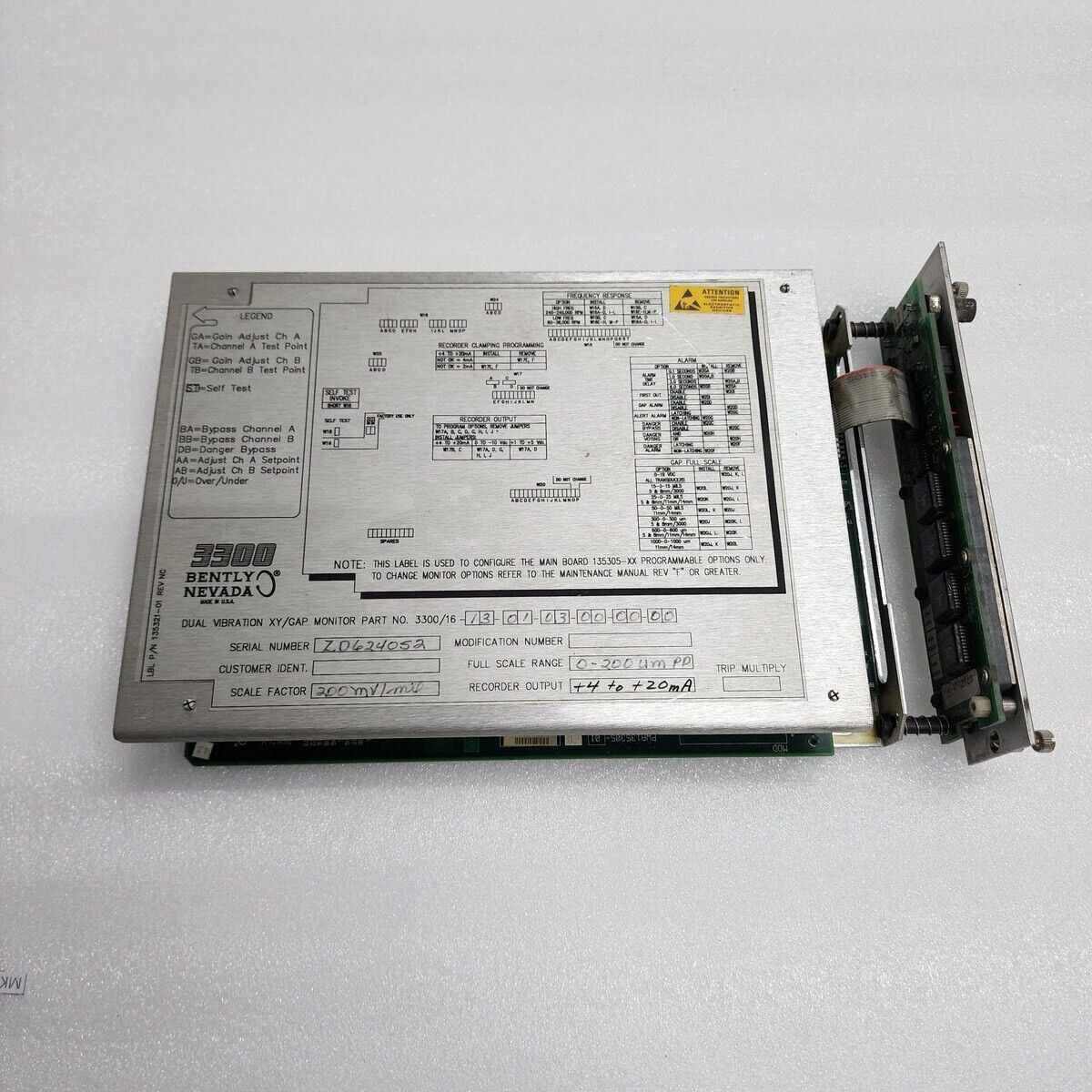 BENTLY NEVADA 3300/16-13-01-03-00-00-00 DUAL VIBRATION XY/GAP MONITOR  3300/16