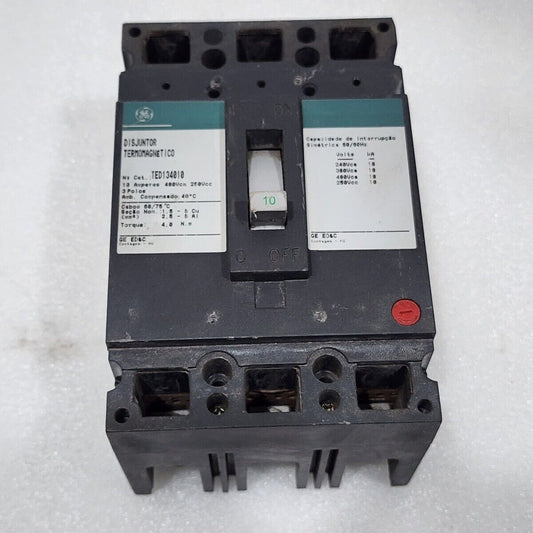 GENERAL ELECTRIC TED134010 10A CIRCUIT BREAKER 480VAC/250VDC