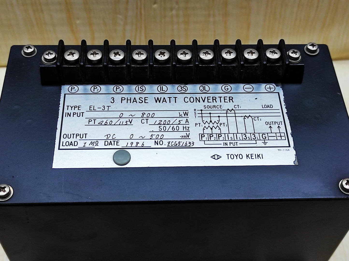 Toyo Keiki EL-3T 3-Phase Watt Converter EL3T 800KW