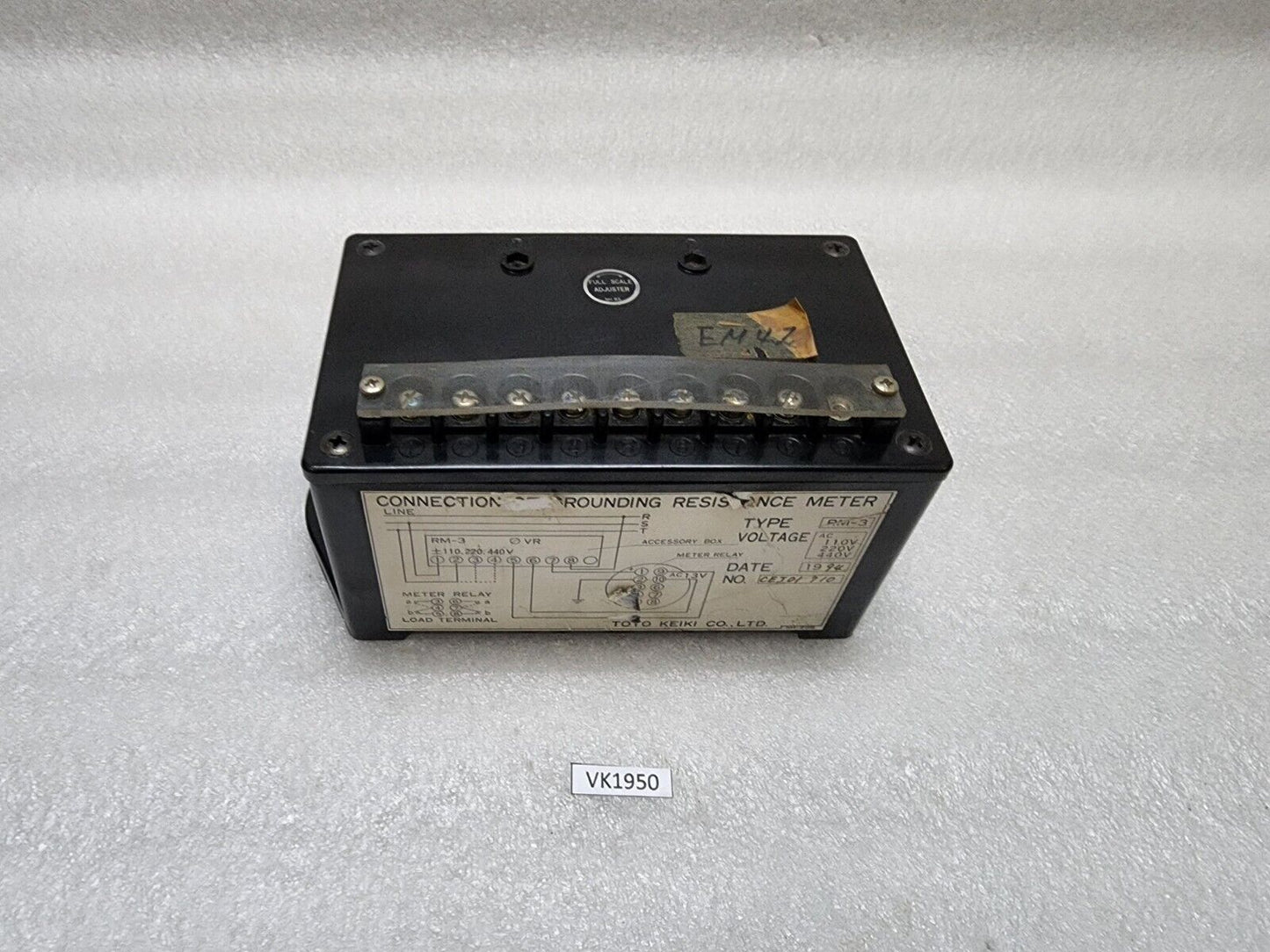 TOYO KEIKI RM-3 CONNECTION GROUNDING RESISTANCE MONITOR 110-220-440V