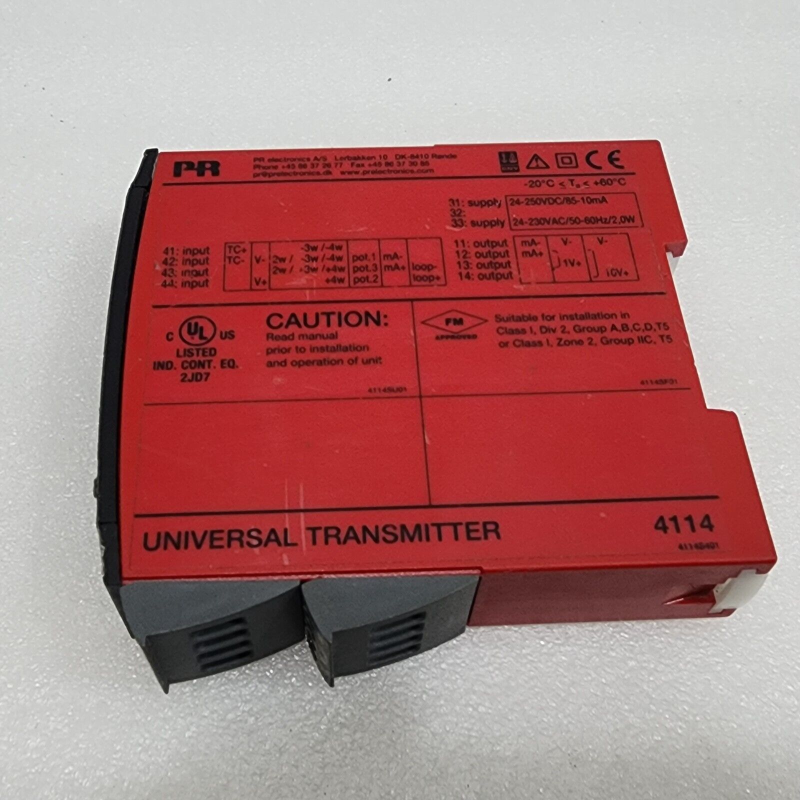 PR ELECTRONICS 4114 UNIVERSAL TRANSMITTER 24-250VDC/24-230VAC