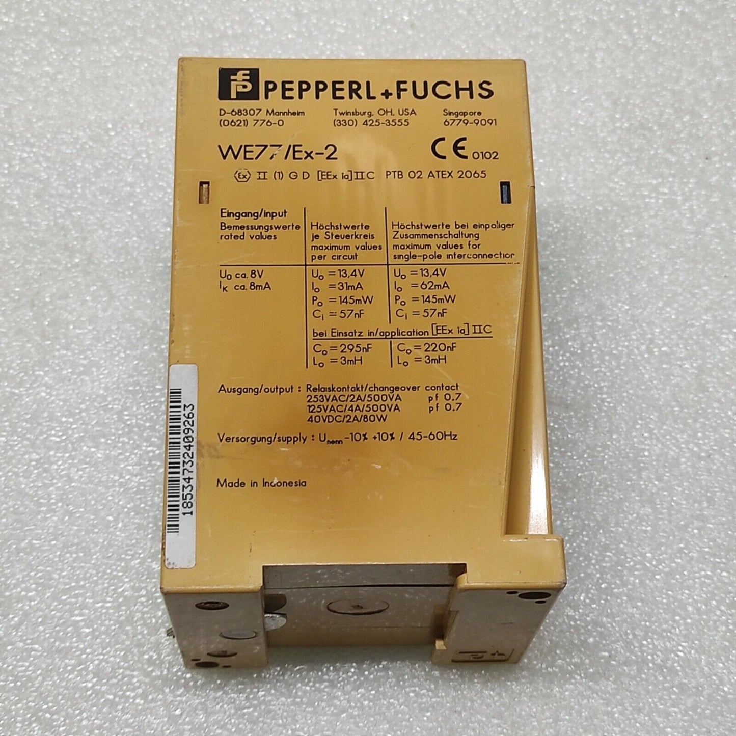 PEPPERL + FUCHS WE77/EX-2 SWITCH AMPLIFIER 129198 230VAC LOT OF 2 UNIT