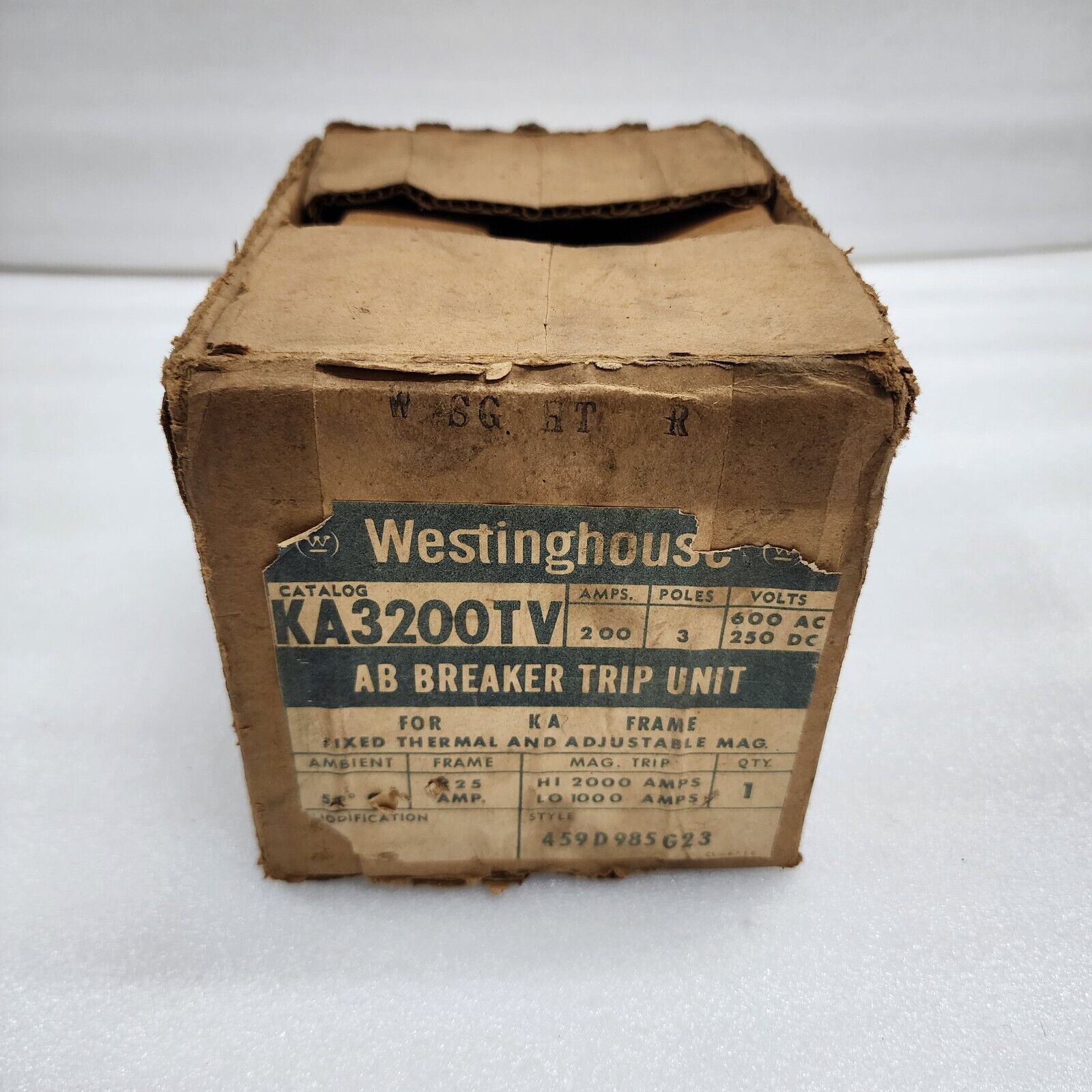 WESTINGHOUSE KA3200TV AB BREAKER TRIP UNIT 200A 459D985G23 3-POLES 600VAC/250VDC