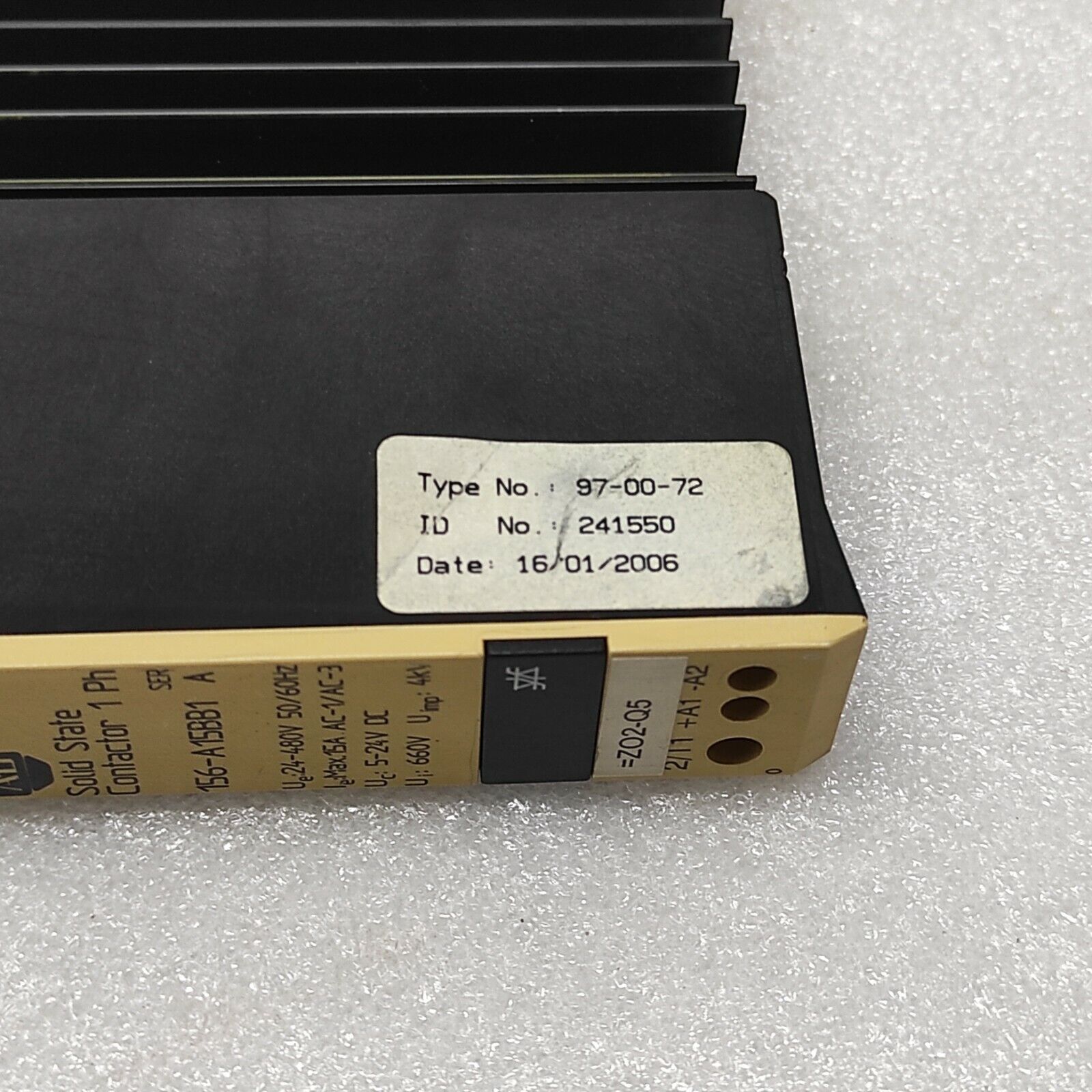 ALLEN BRADLEY CAT 156-A15BB1 1-PH SOLID STATE CONTACTOR 24-480V