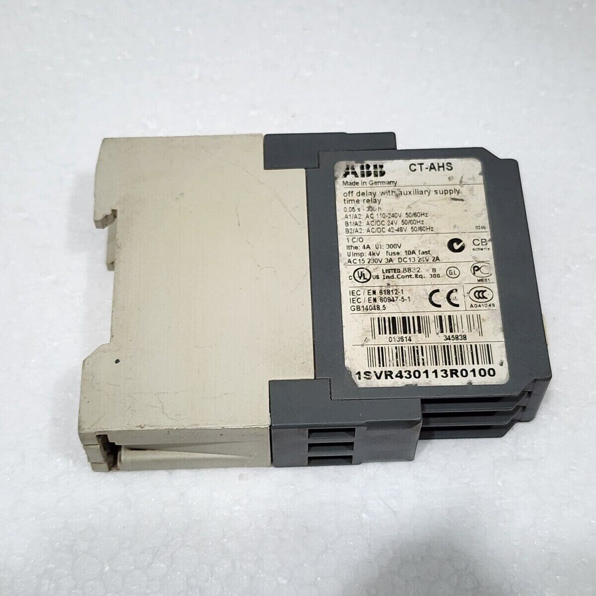 ABB CT-AHS OFF DELAY WITH AUXILIARY SUPPLY TIME RELAY 1SVR430113R0100