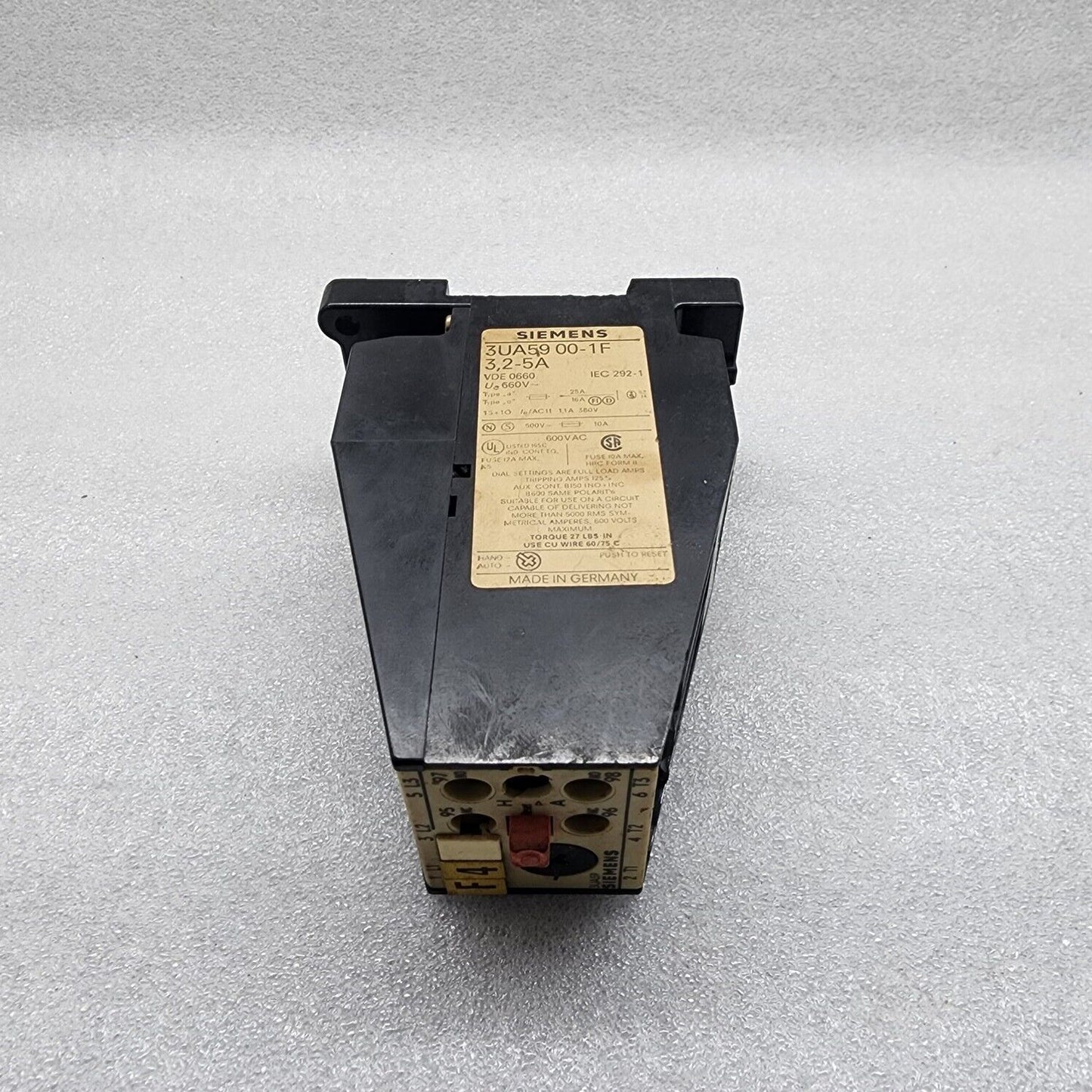 SIEMENS 3UA59 00-1F SOLID STATE OVERLOAD RELAY 3.2-5A