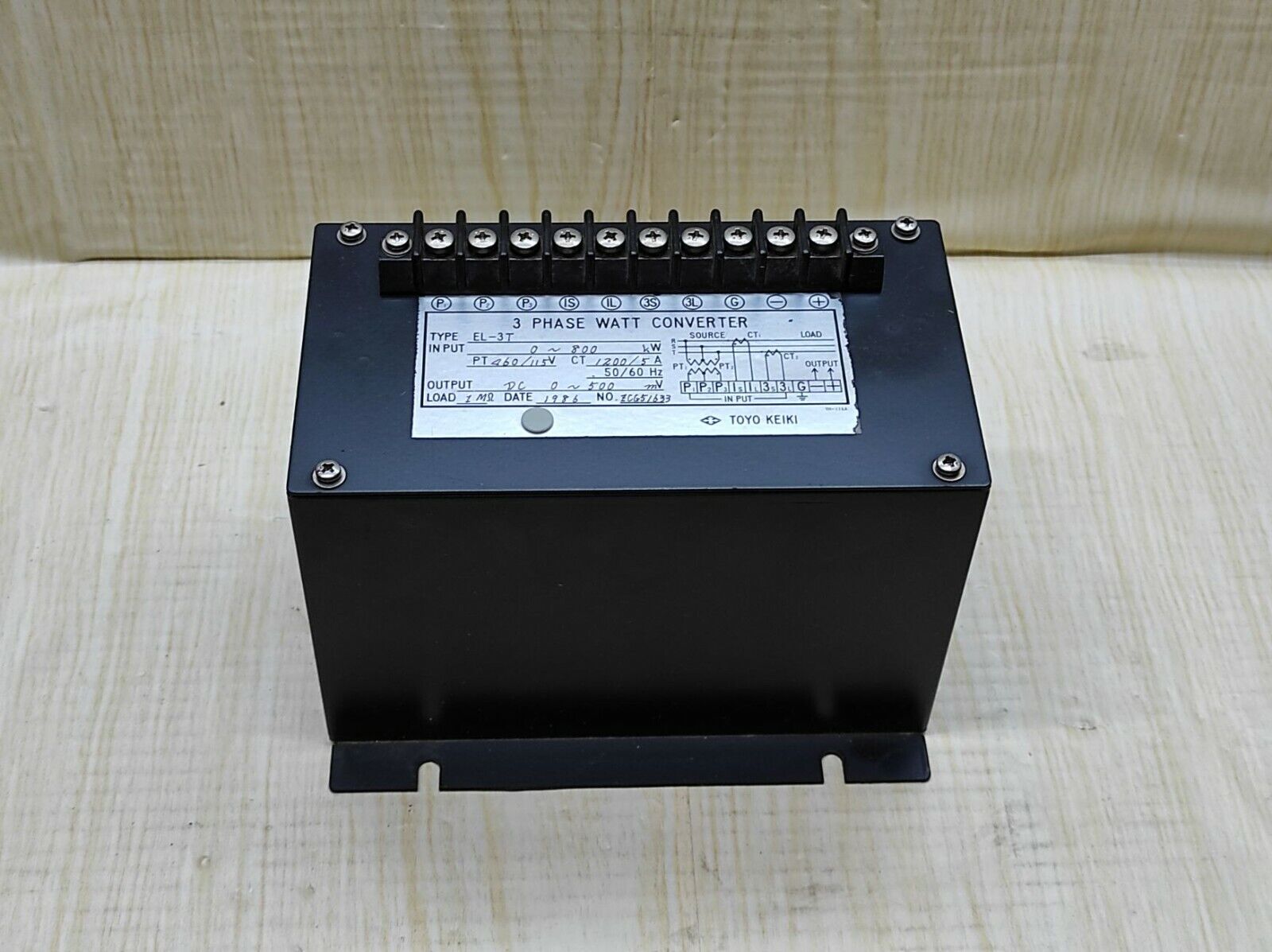 Toyo Keiki EL-3T 3-Phase Watt Converter EL3T 800KW