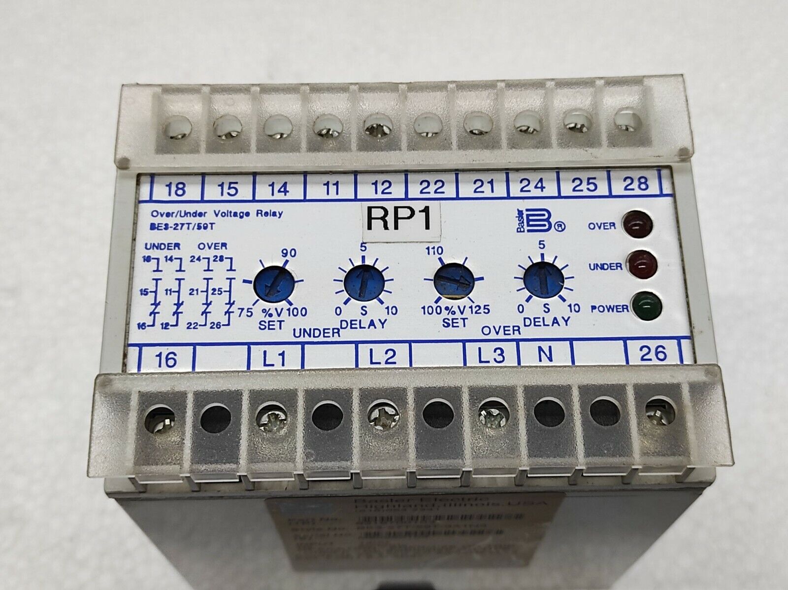 Basler 9319700103 Over/Under Voltage Relay BE3-27T/59T 120V